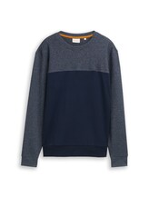 Ausgewählt, Crewneck Sweatshirt mit Struktur-Mix von Tom Tailor, blau