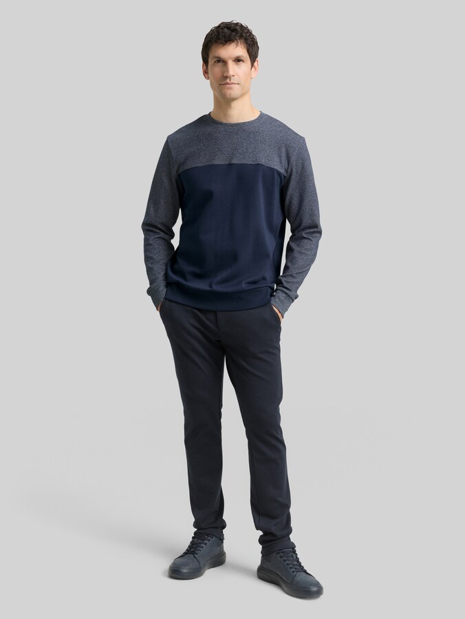Crewneck Sweatshirt mit Struktur-Mix von Men, sky captain blue