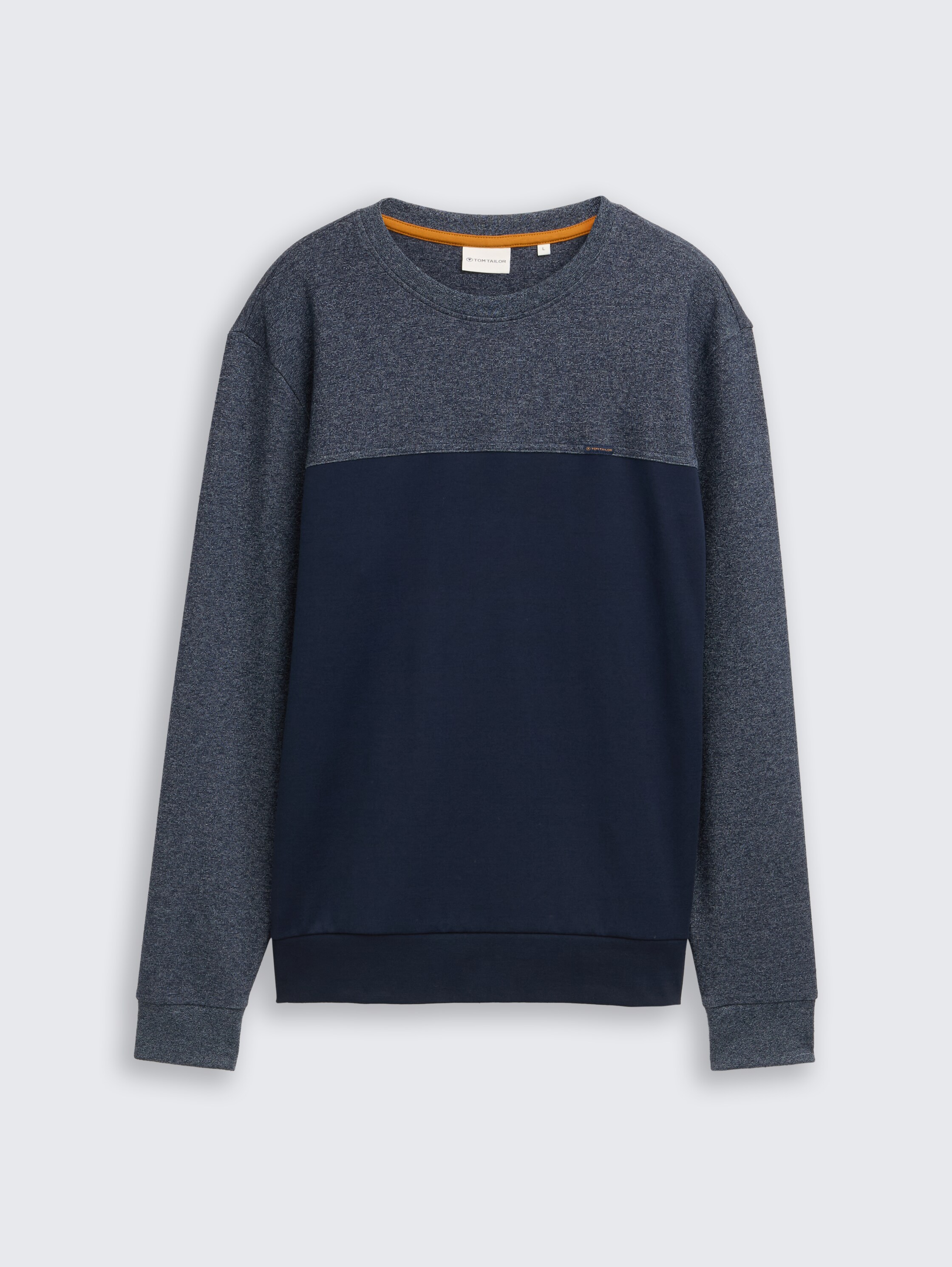 Crewneck Sweatshirt mit Struktur-Mix - sky_captain_blue_1 - 