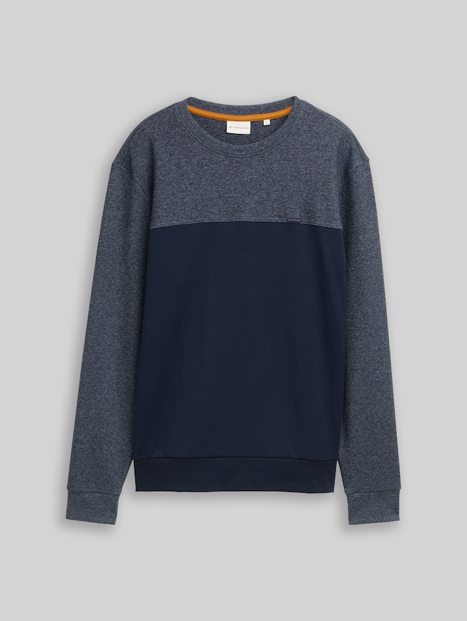 Crewneck Sweatshirt mit Struktur-Mix von Men, sky captain blue