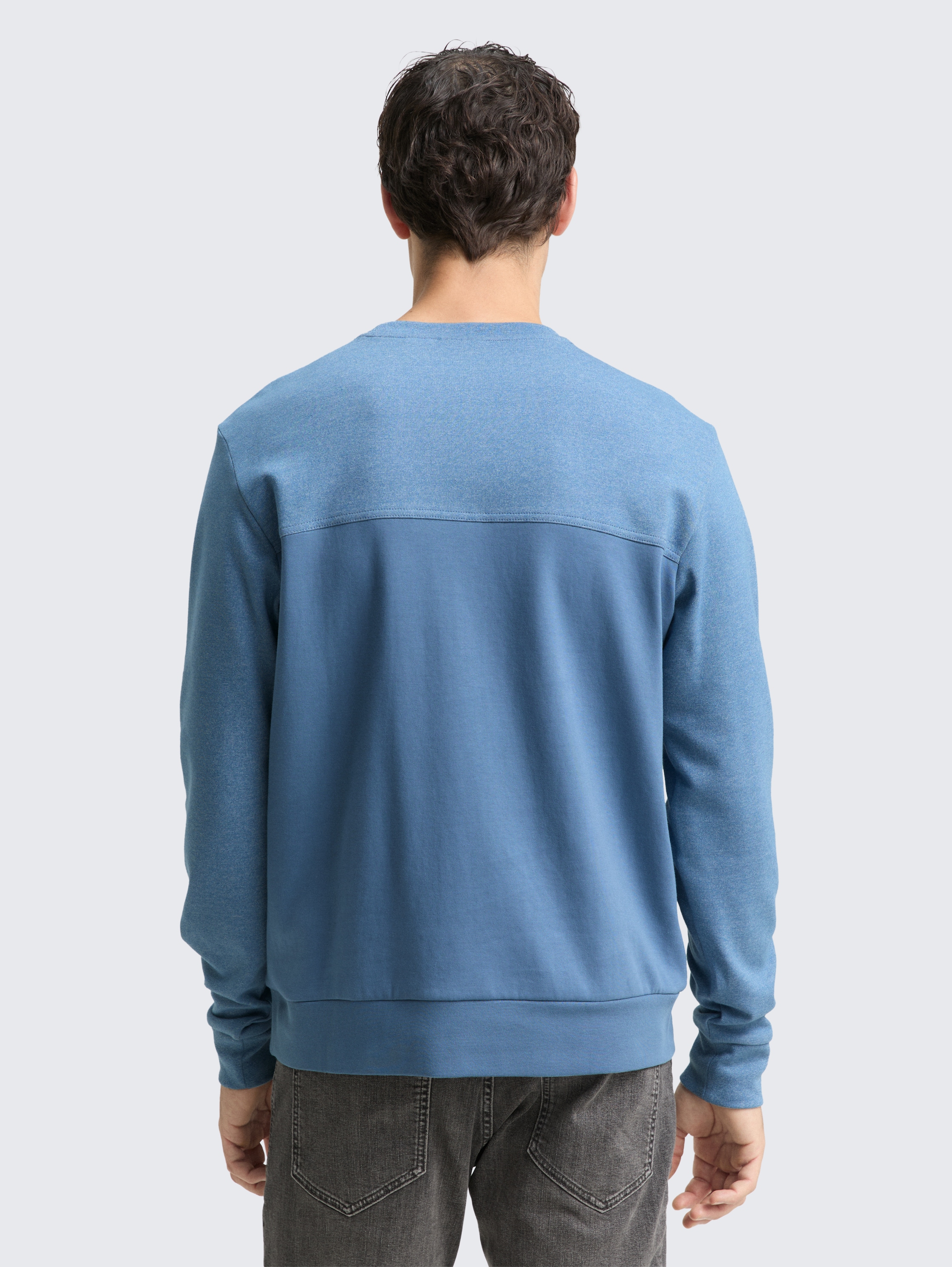 Crewneck sweatshirt met structuurmix - faded_uniform_blue_1 - 