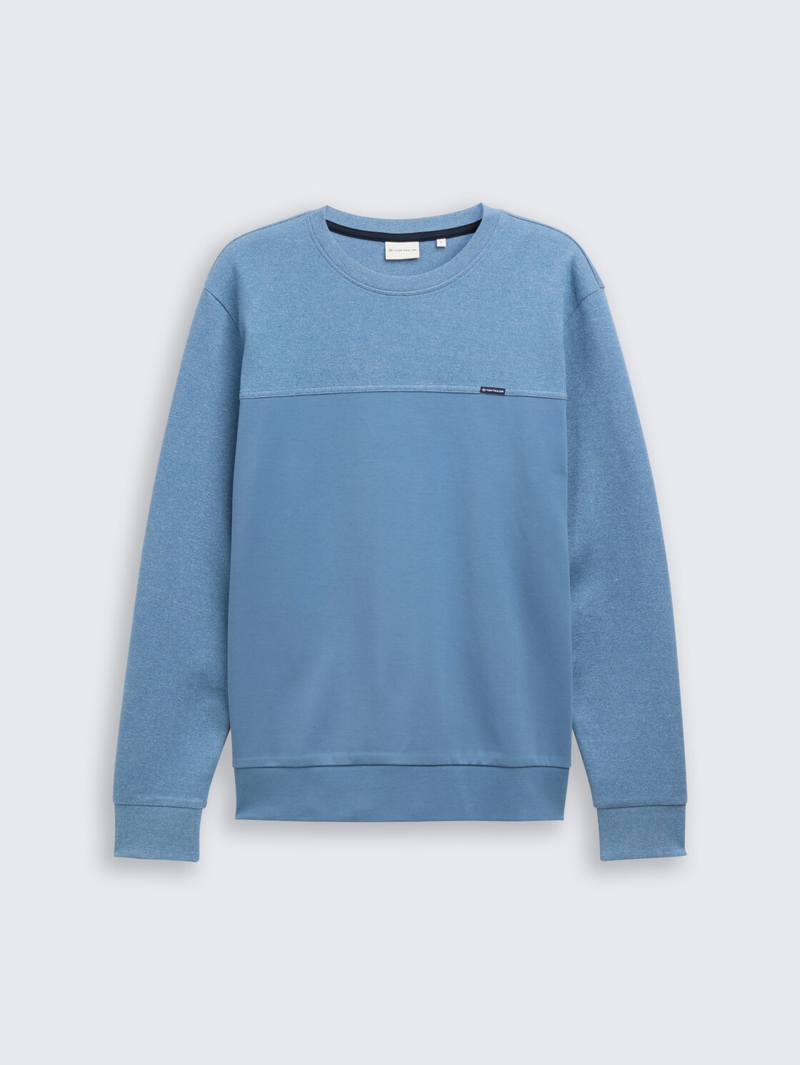 Crewneck Sweatshirt mit Struktur-Mix - Faded Uniform Blue - Vorder-Produkt-Ansicht