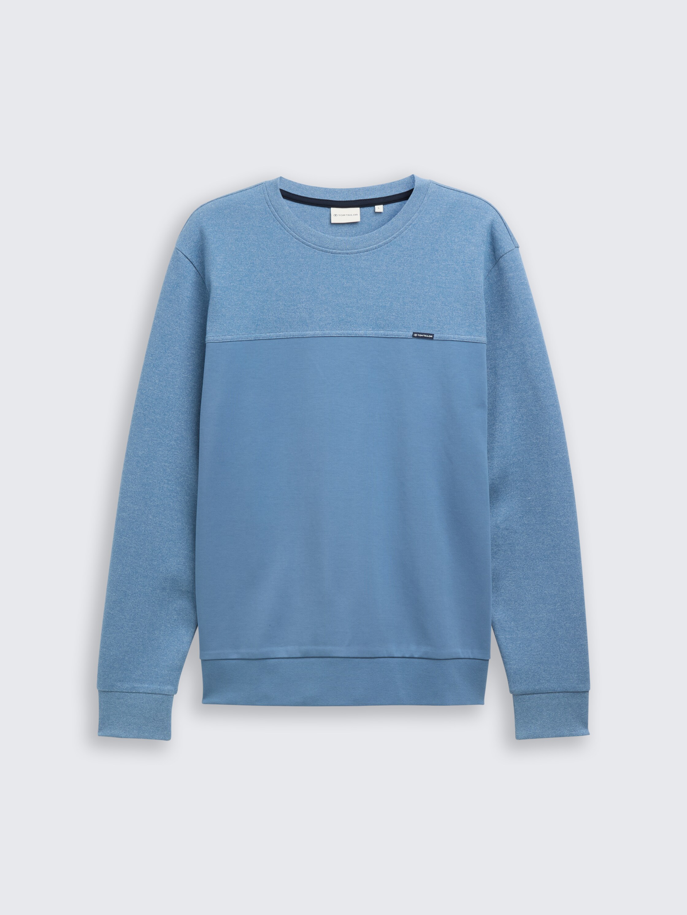 Crewneck sweatshirt met structuurmix - faded_uniform_blue_1 - 