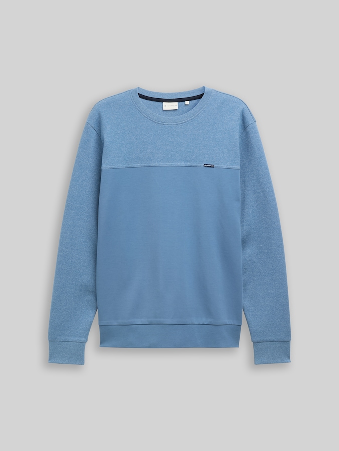 Crewneck Sweatshirt mit Struktur-Mix von Men, Faded Uniform Blue
