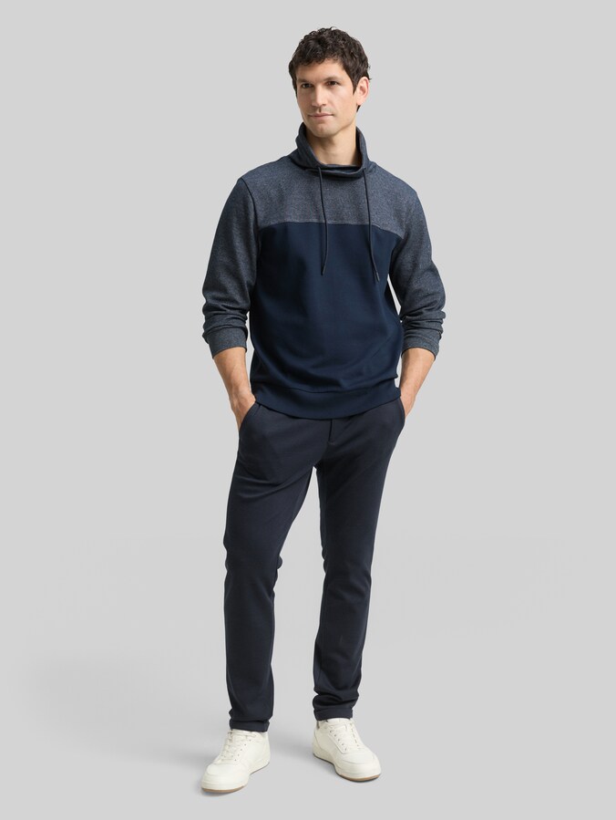 Snood Sweatshirt mit Struktur-Mix von Men, navy fine yd stripe