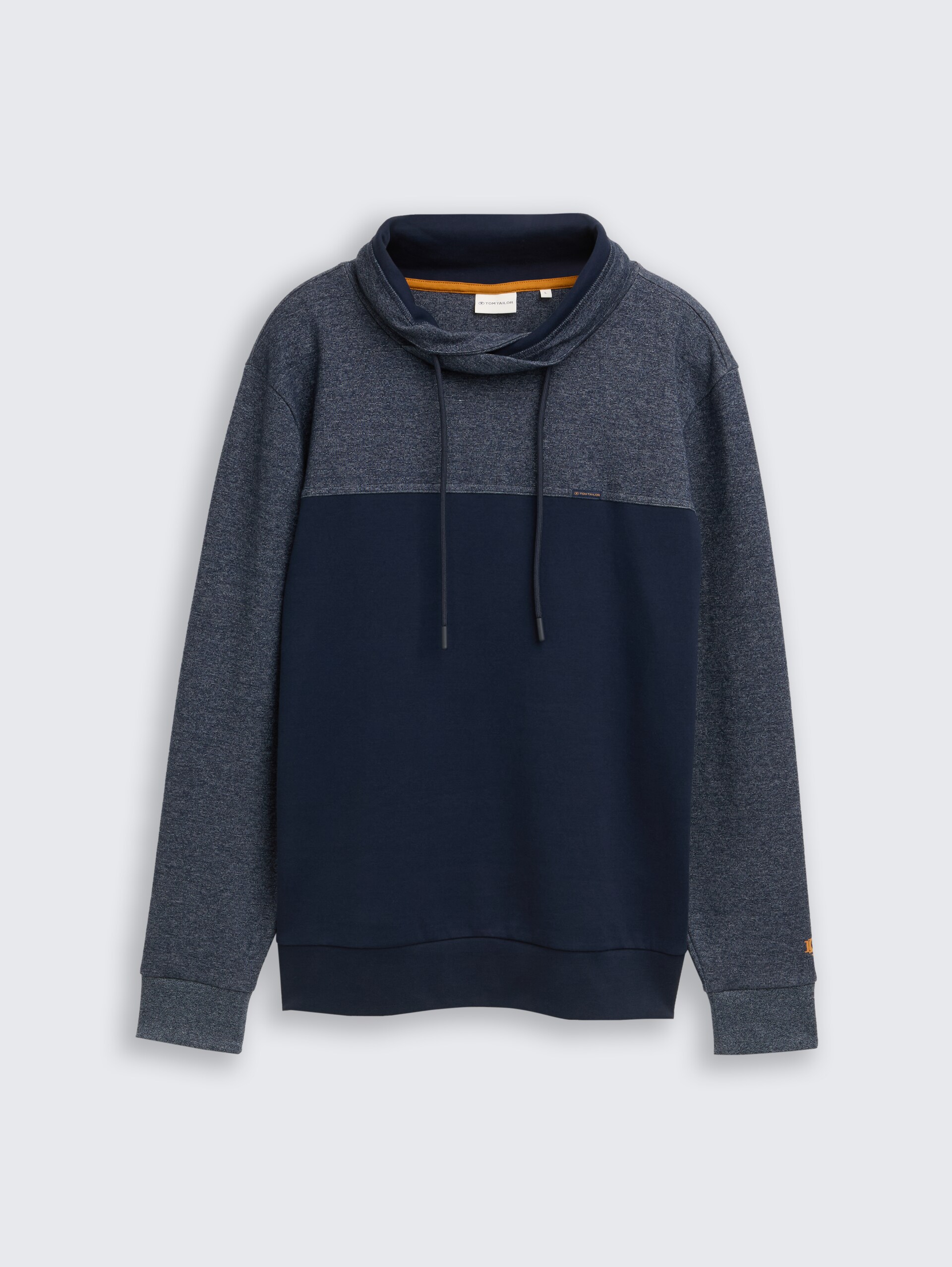 Snood Sweatshirt mit Struktur-Mix - navy fine yd stripe - Vorder-Produkt-Ansicht