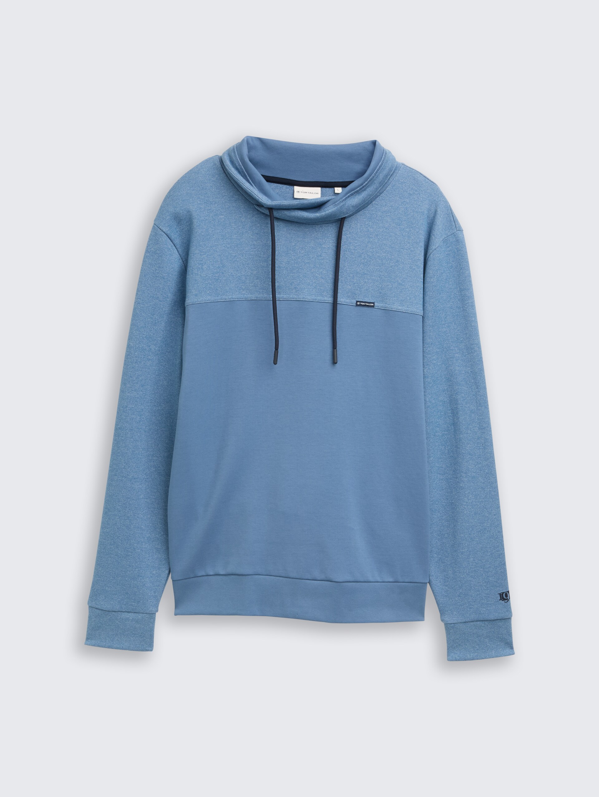 Snood Sweatshirt mit Struktur-Mix - blue white blue fine stripe - Vorder-Produkt-Ansicht