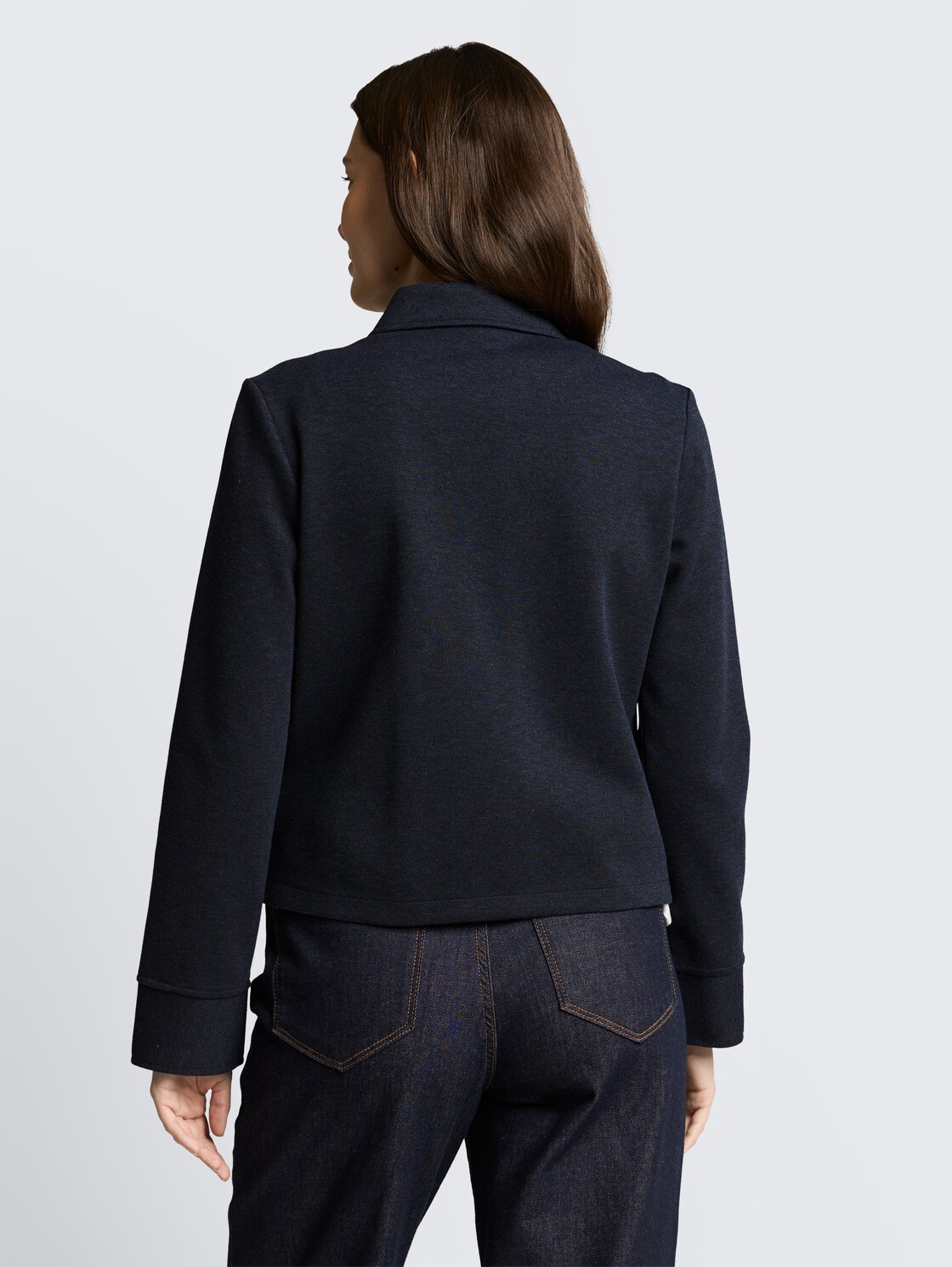 Regular fit piqué jacket - blue melange pique