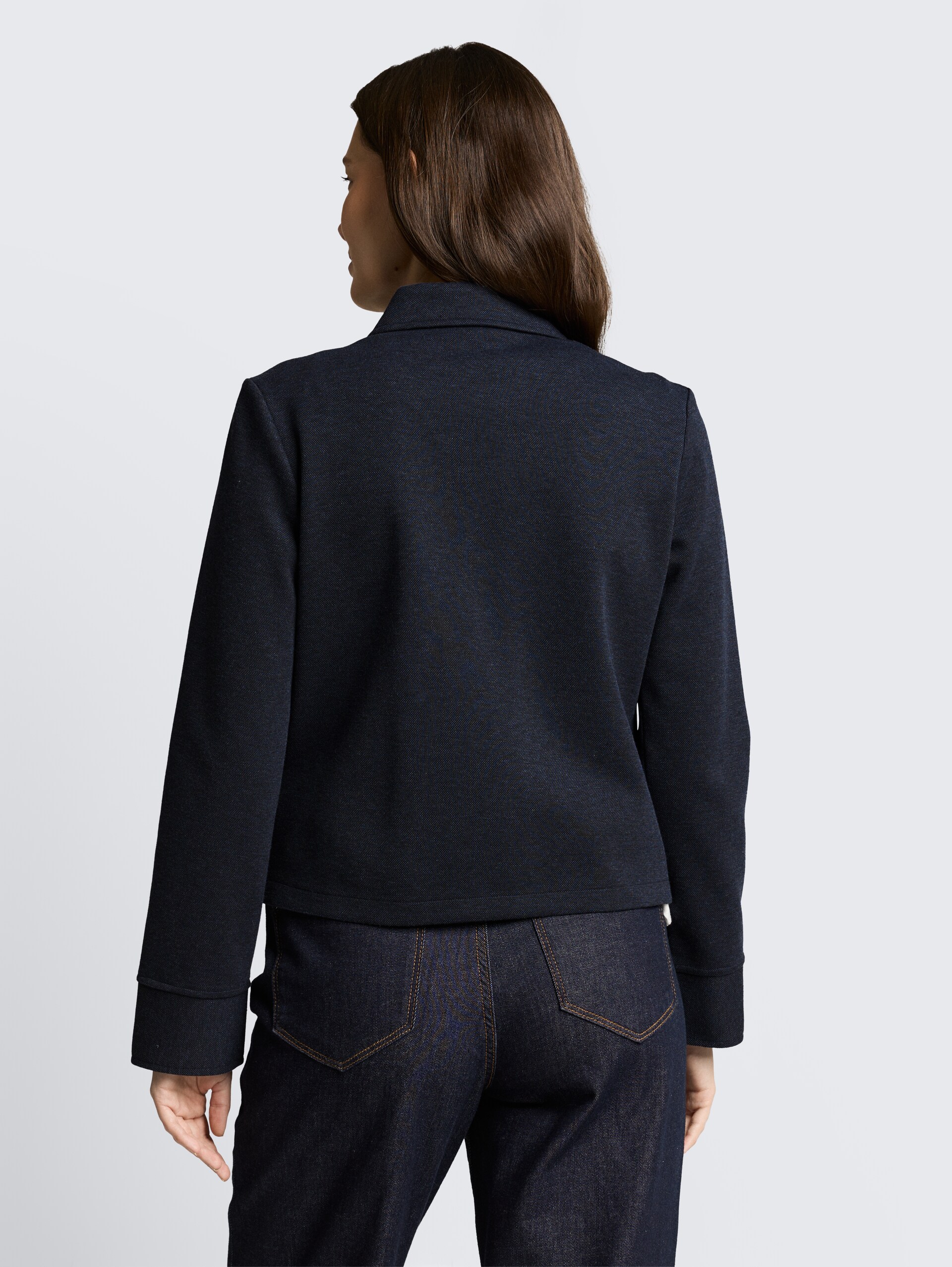 Regular Fit Piqué Jacke - blue melange pique