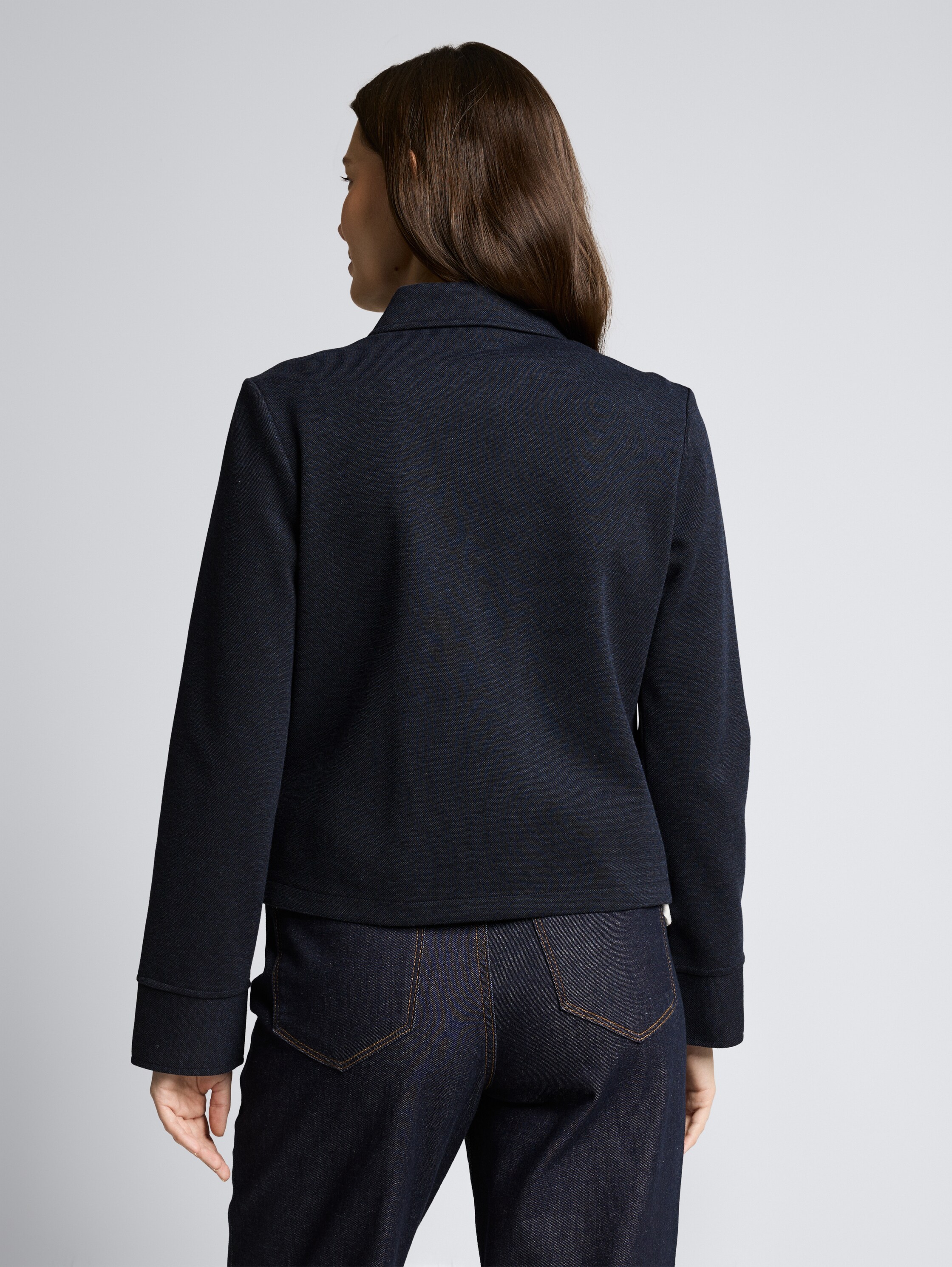 Regular Fit Piqué Jacke - blue melange pique