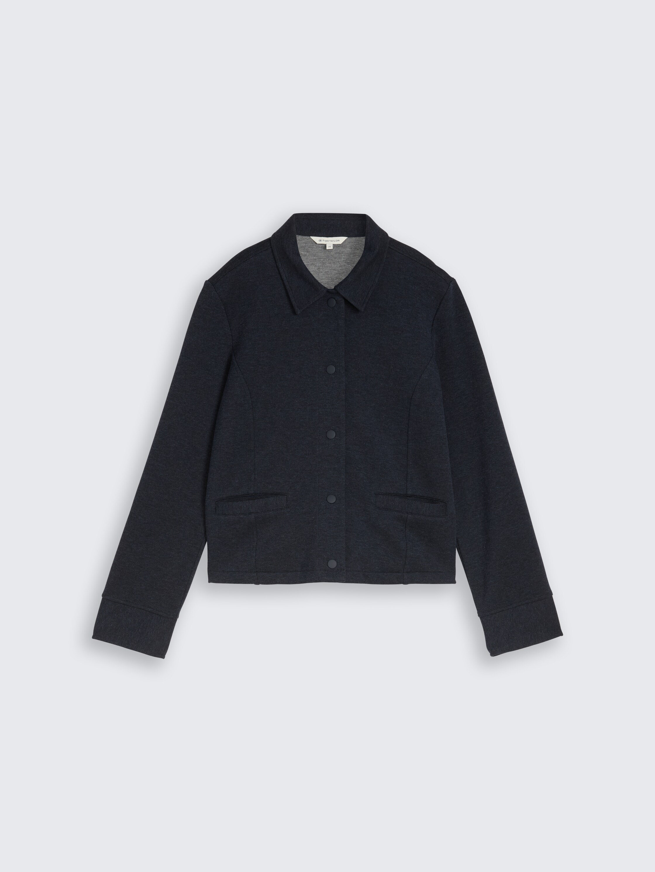 Regular Fit Piqué Jacke - blue melange pique