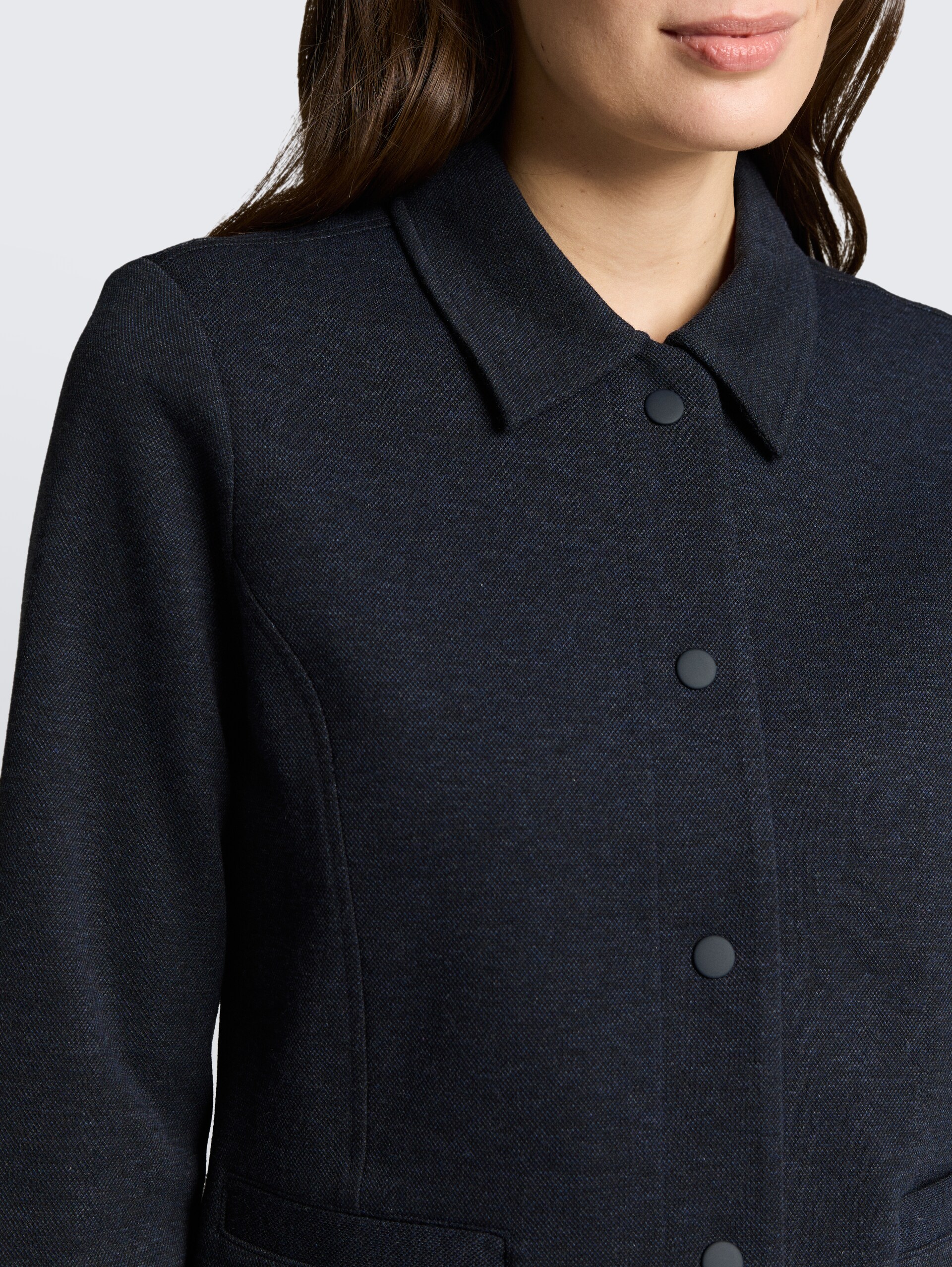 Regular Fit Piqué Jacke - blue melange pique