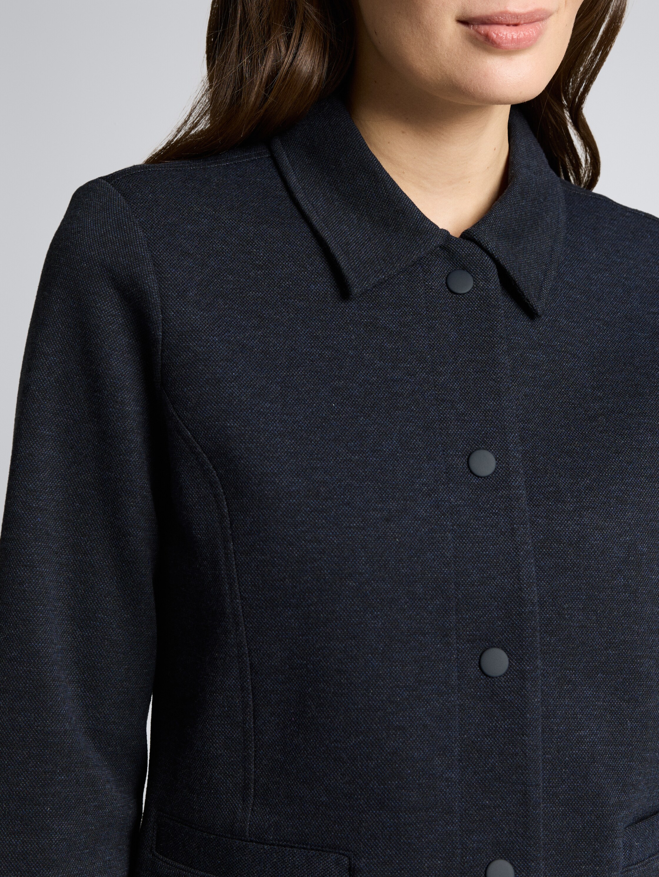 Regular Fit Piqué Jacke - blue melange pique