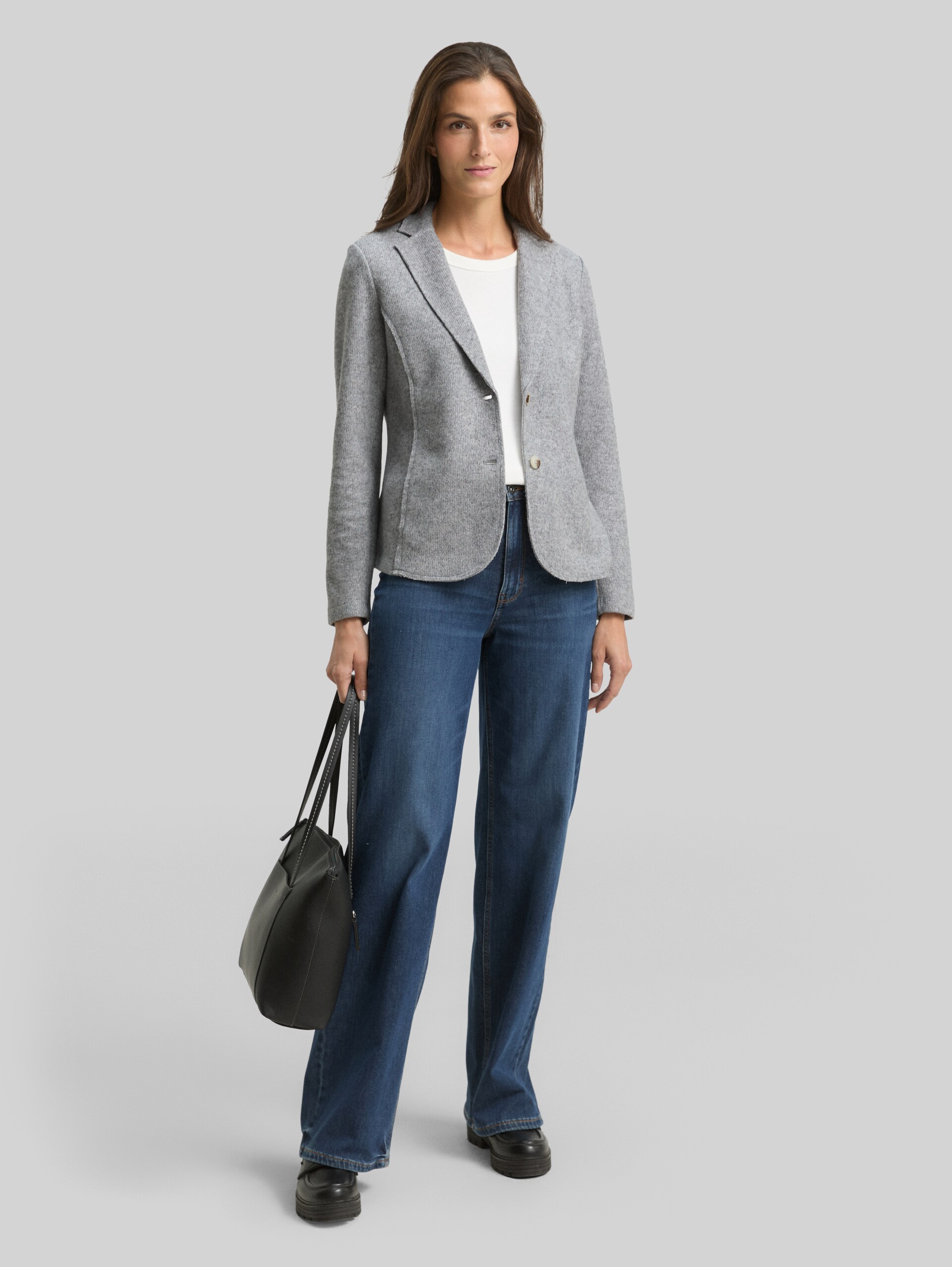 Slim Fit Blazer in Melange-Optik - medium silver grey melange