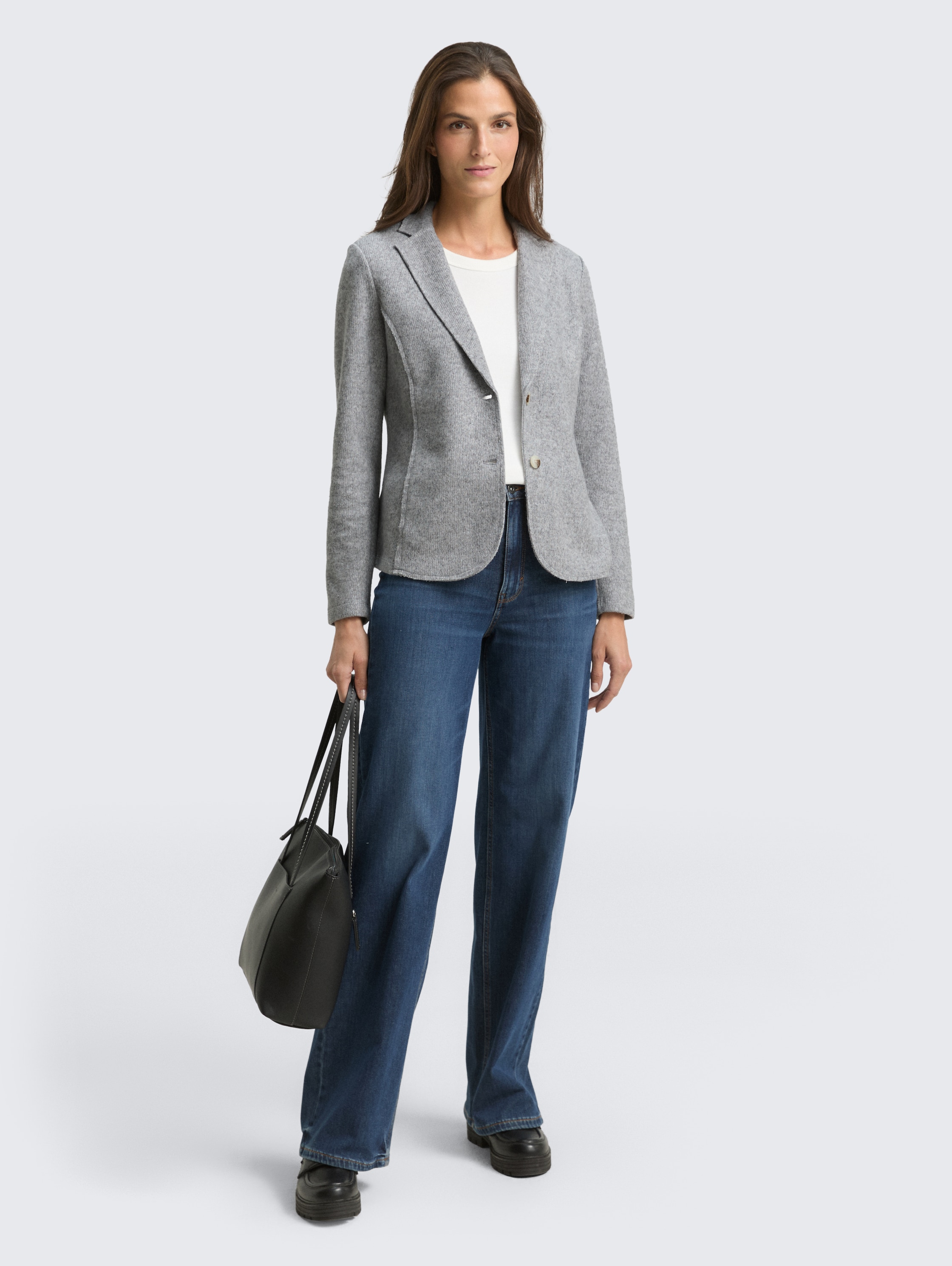 Slim Fit Blazer in Melange-Optik - medium_silver_grey_melange - 