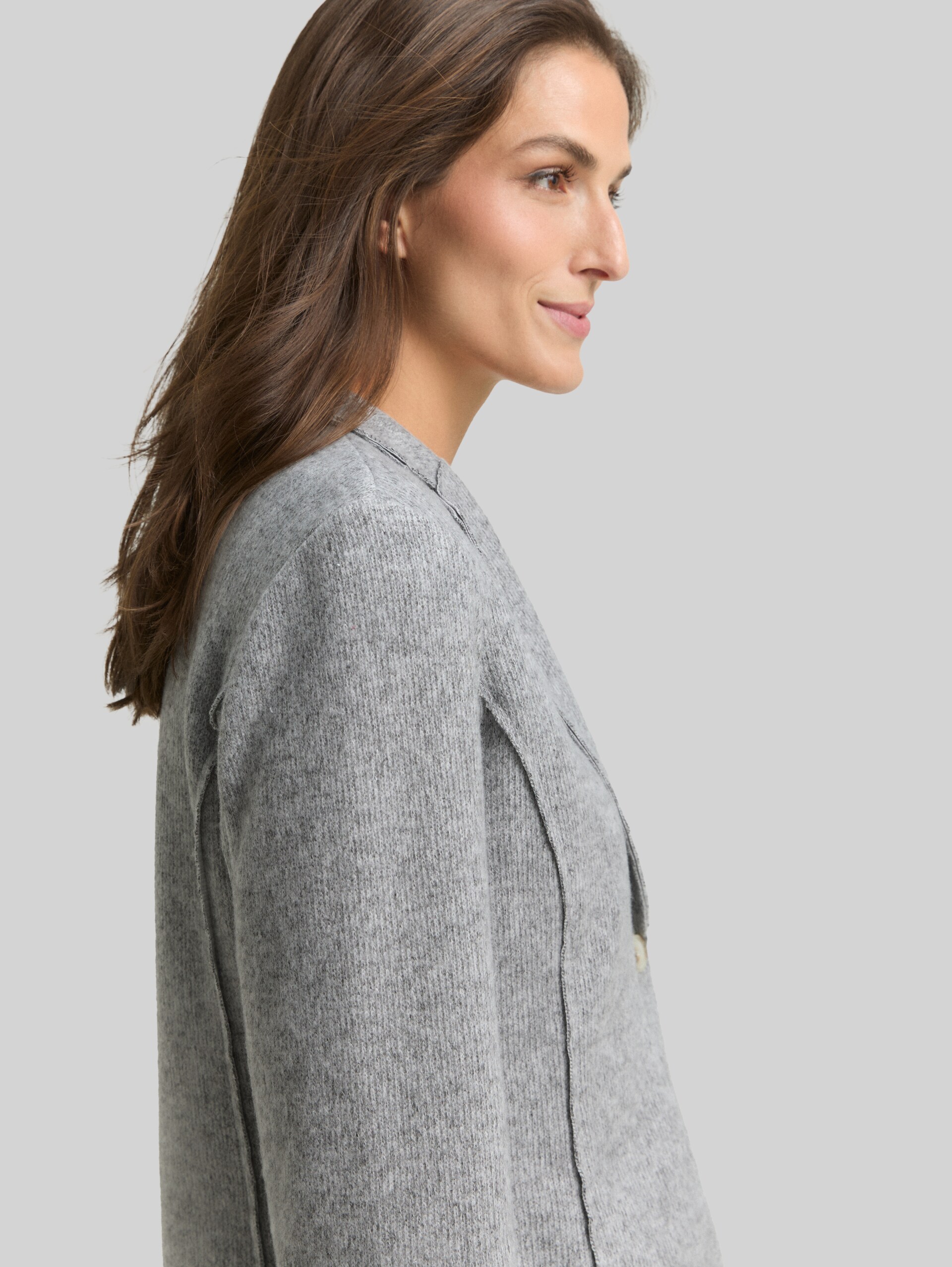 Slim Fit Blazer in Melange-Optik - medium silver grey melange