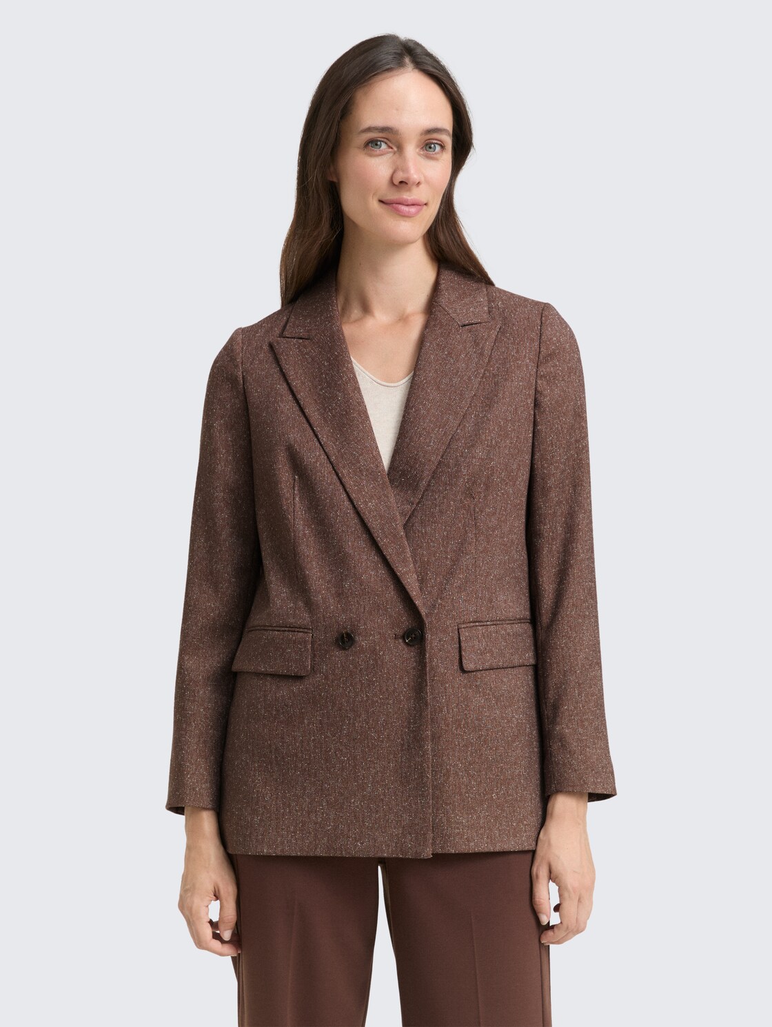 Loose Fit Blazer - dark pecan brown structure