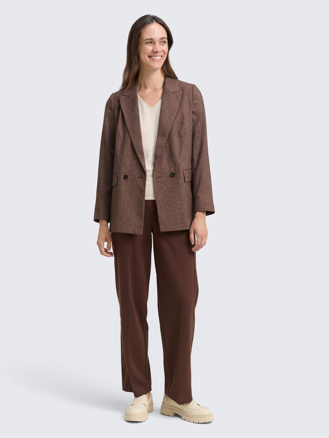 Loose Fit Blazer - dark pecan brown structure