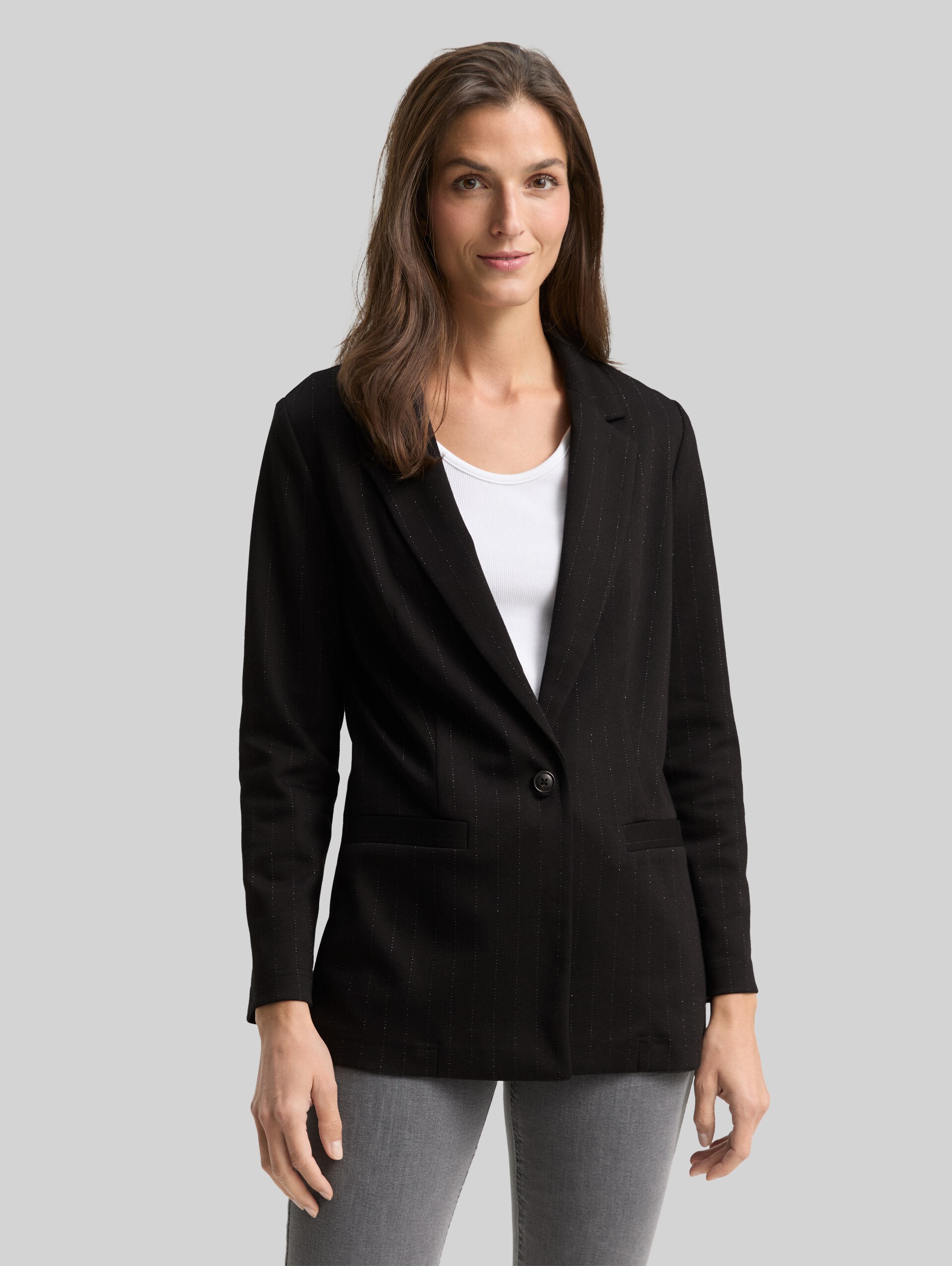Loose fit blazer with glitter effect - pinstripe with lurex