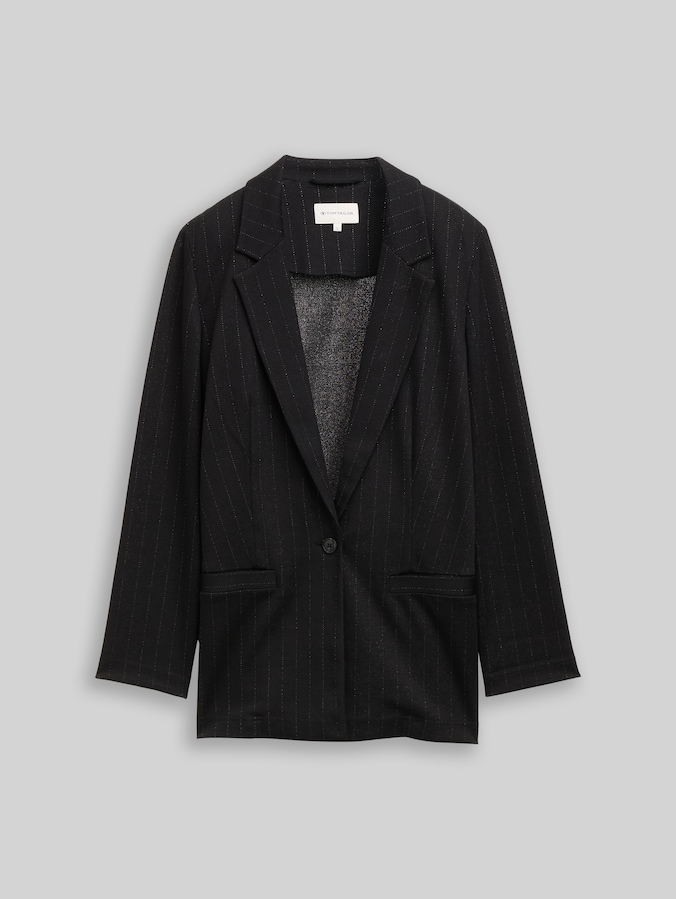 Loose fit blazer met glittereffect door Women, pinstripe with lurex