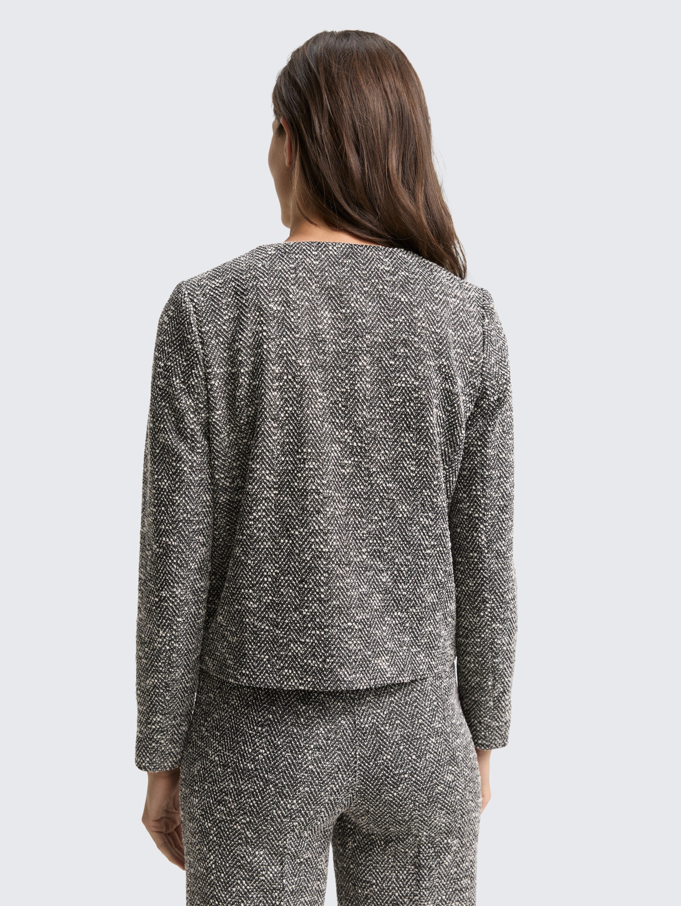 Regular Fit Bouclé Jacke - salt pepper boucle structure