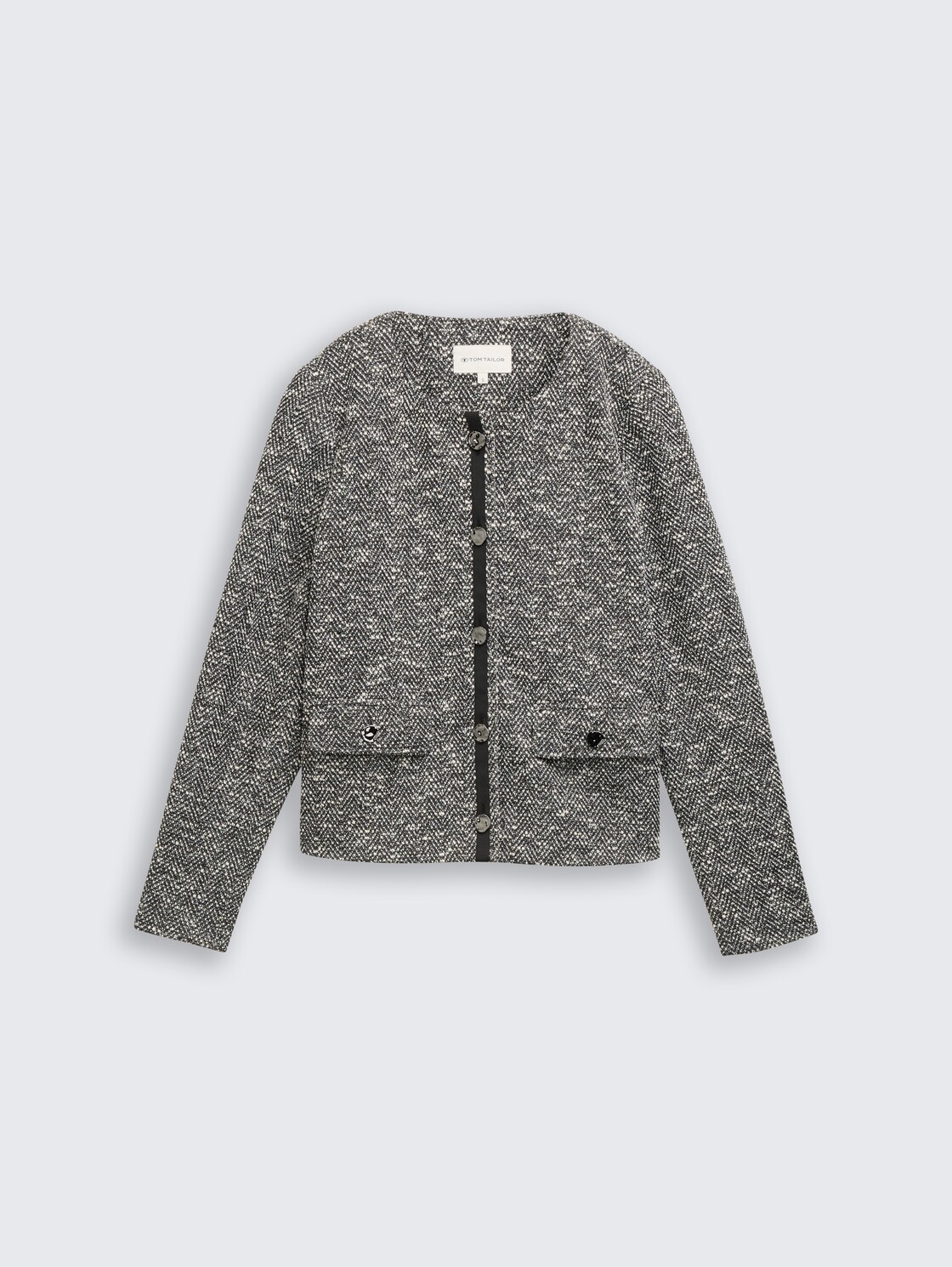 Regular Fit Bouclé Jacke - salt pepper boucle structure