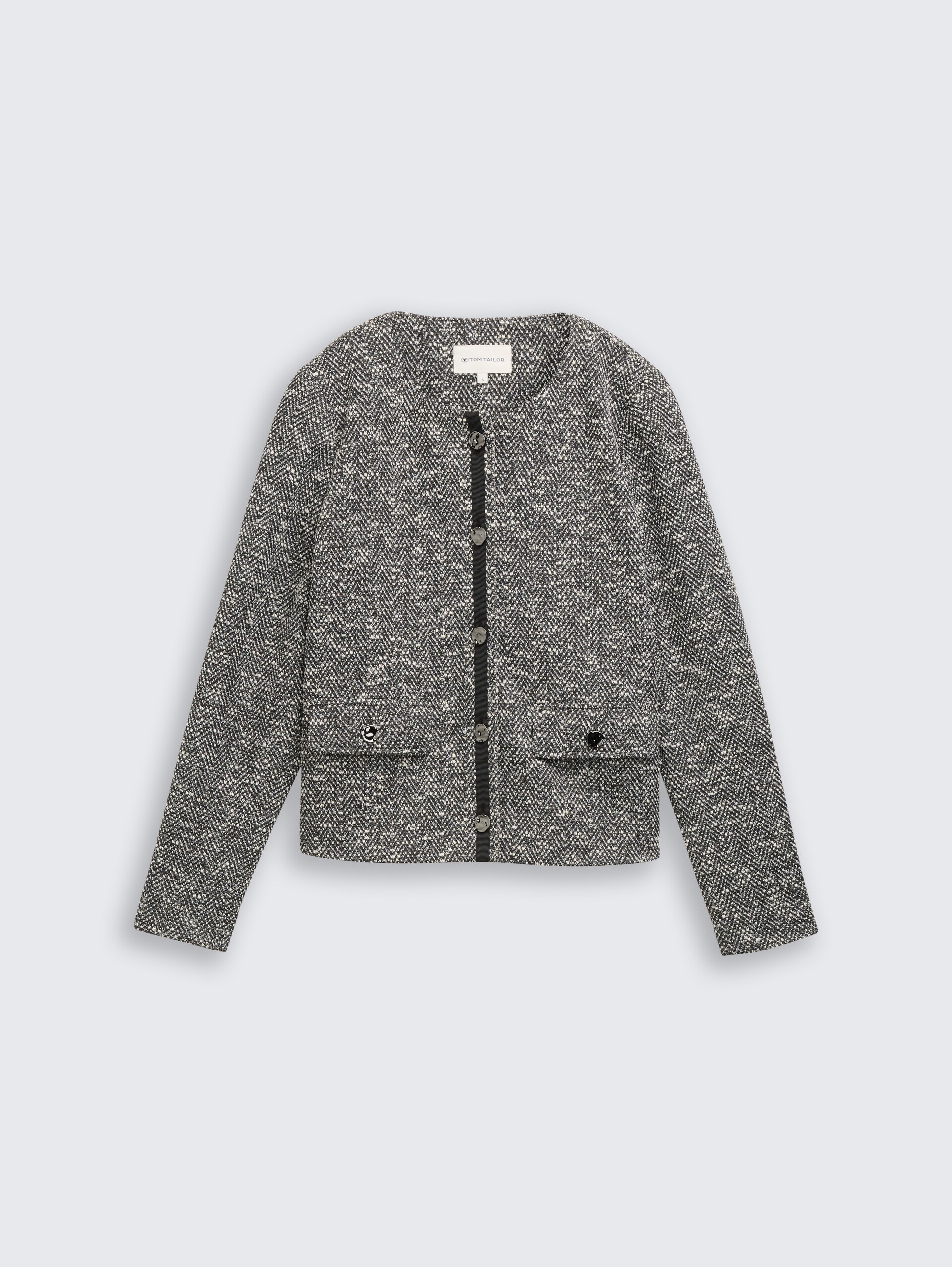 Regular Fit Bouclé Jacke - salt pepper boucle structure