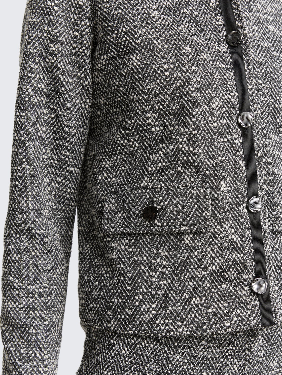 Regular Fit Bouclé Jacke - salt pepper boucle structure