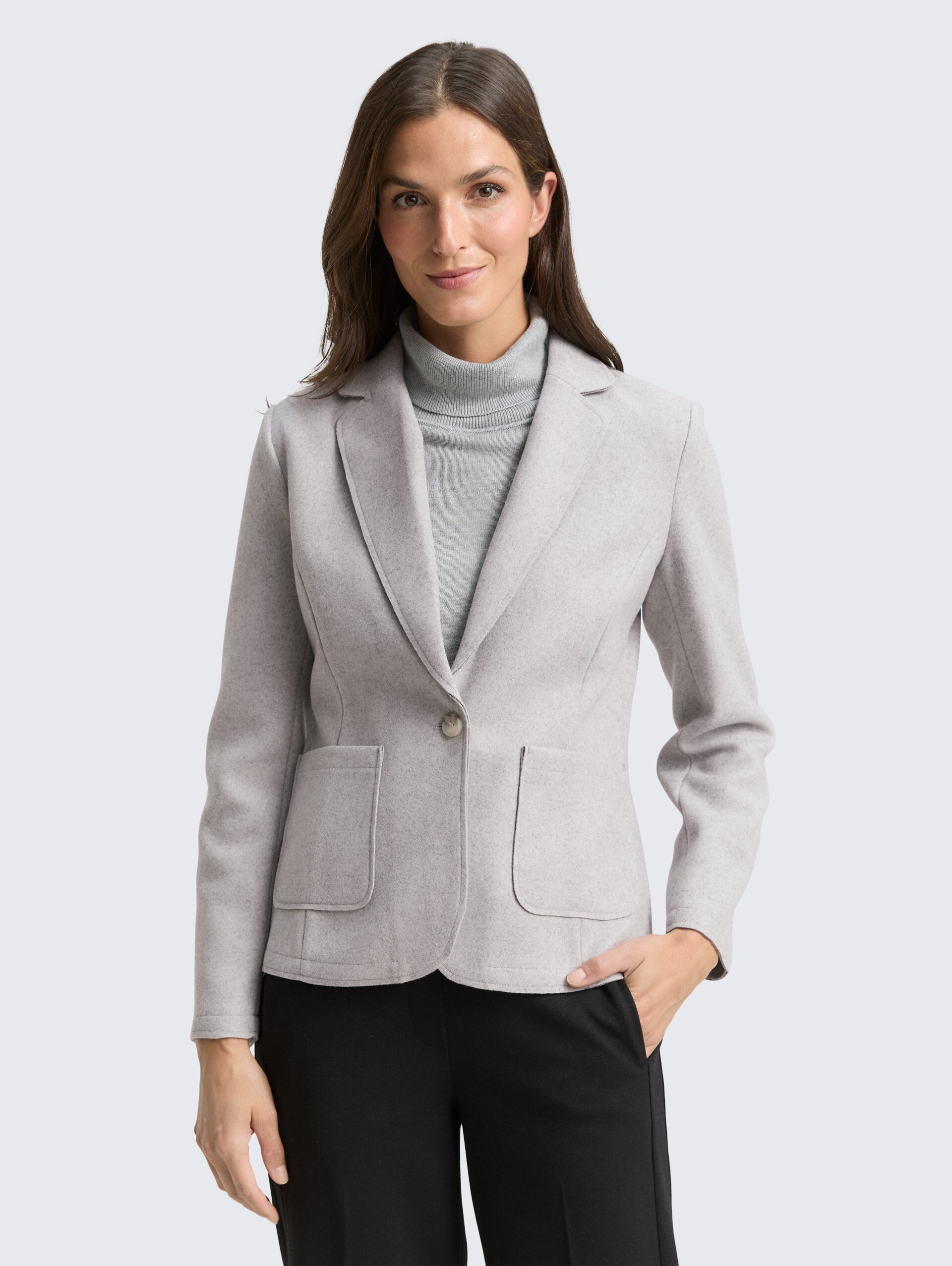 Slim Fit Blazer in Melange-Optik - medium silver grey melange