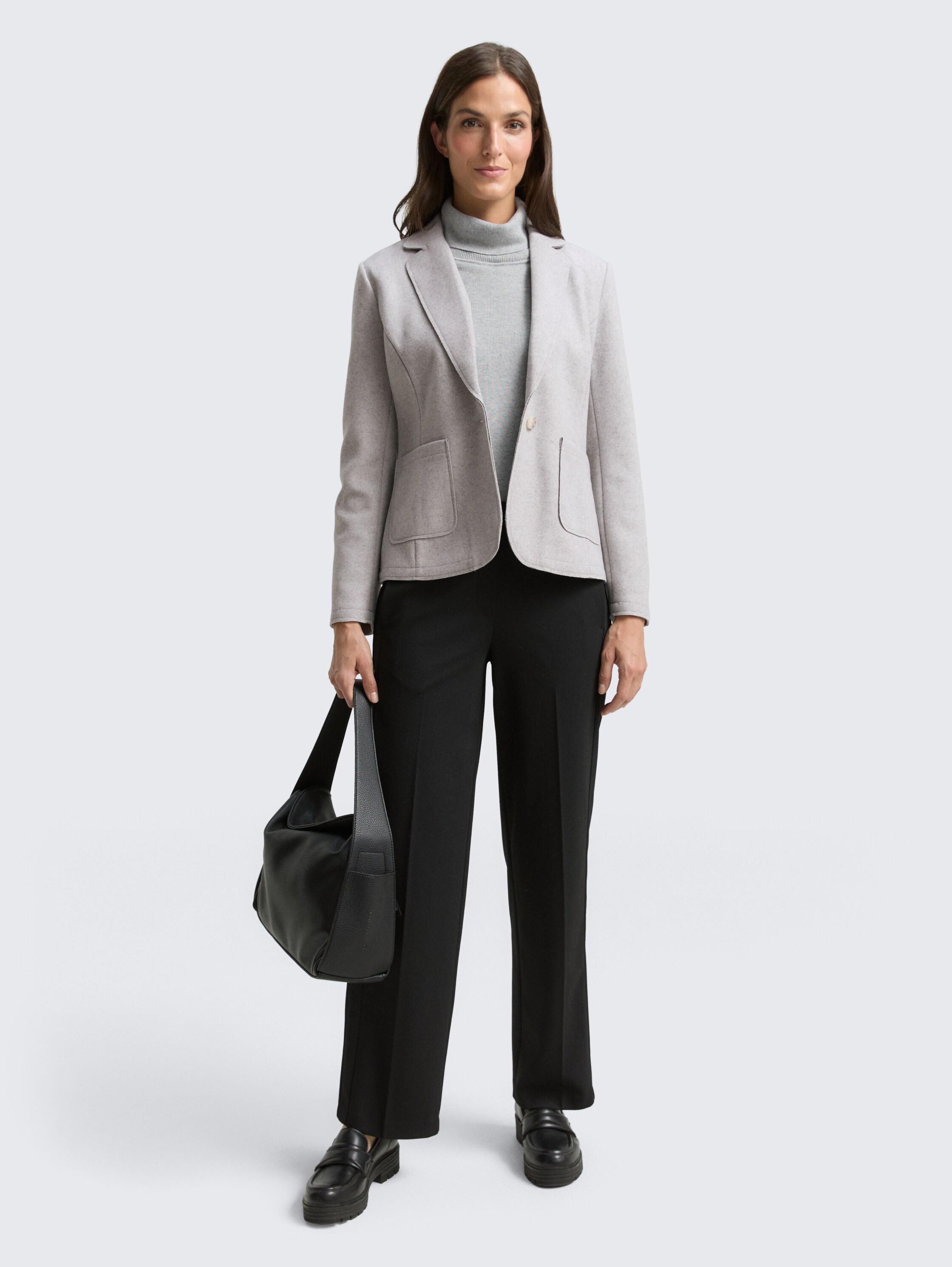 Slim Fit Blazer in Melange-Optik - medium silver grey melange