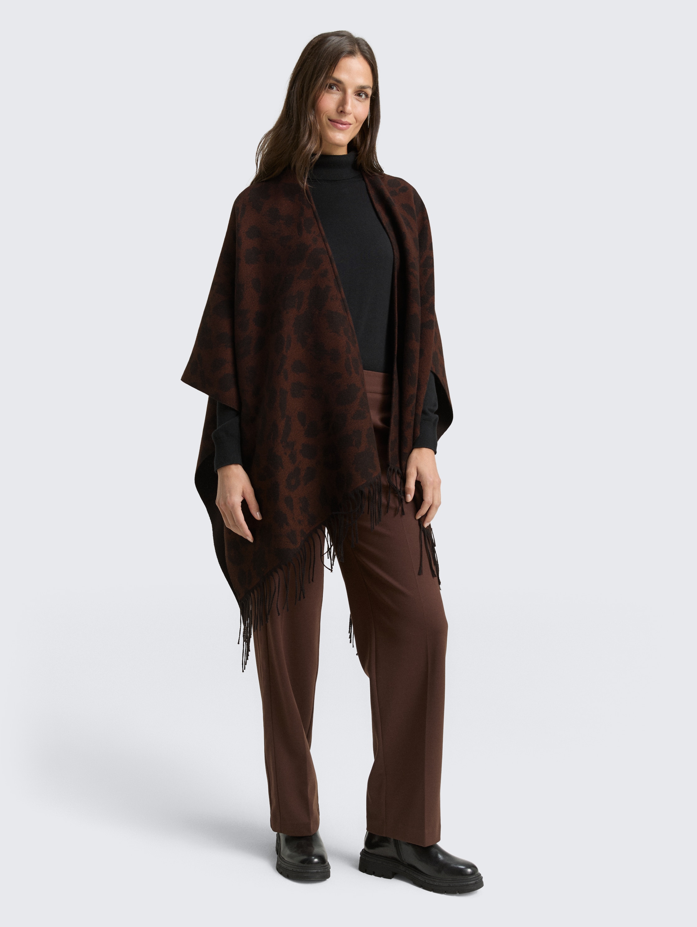 Cape mit Leo-Print - brown black big leo print