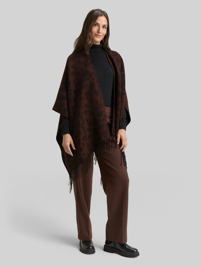 Cape à imprimé léopard par Women, brown black big leo print