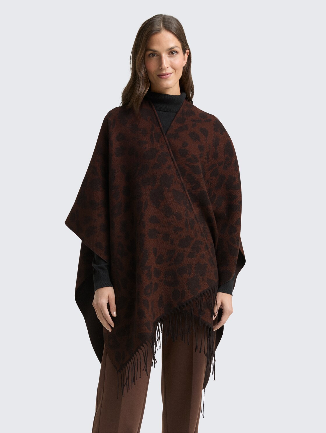 Cape mit Leo-Print - brown black big leo print