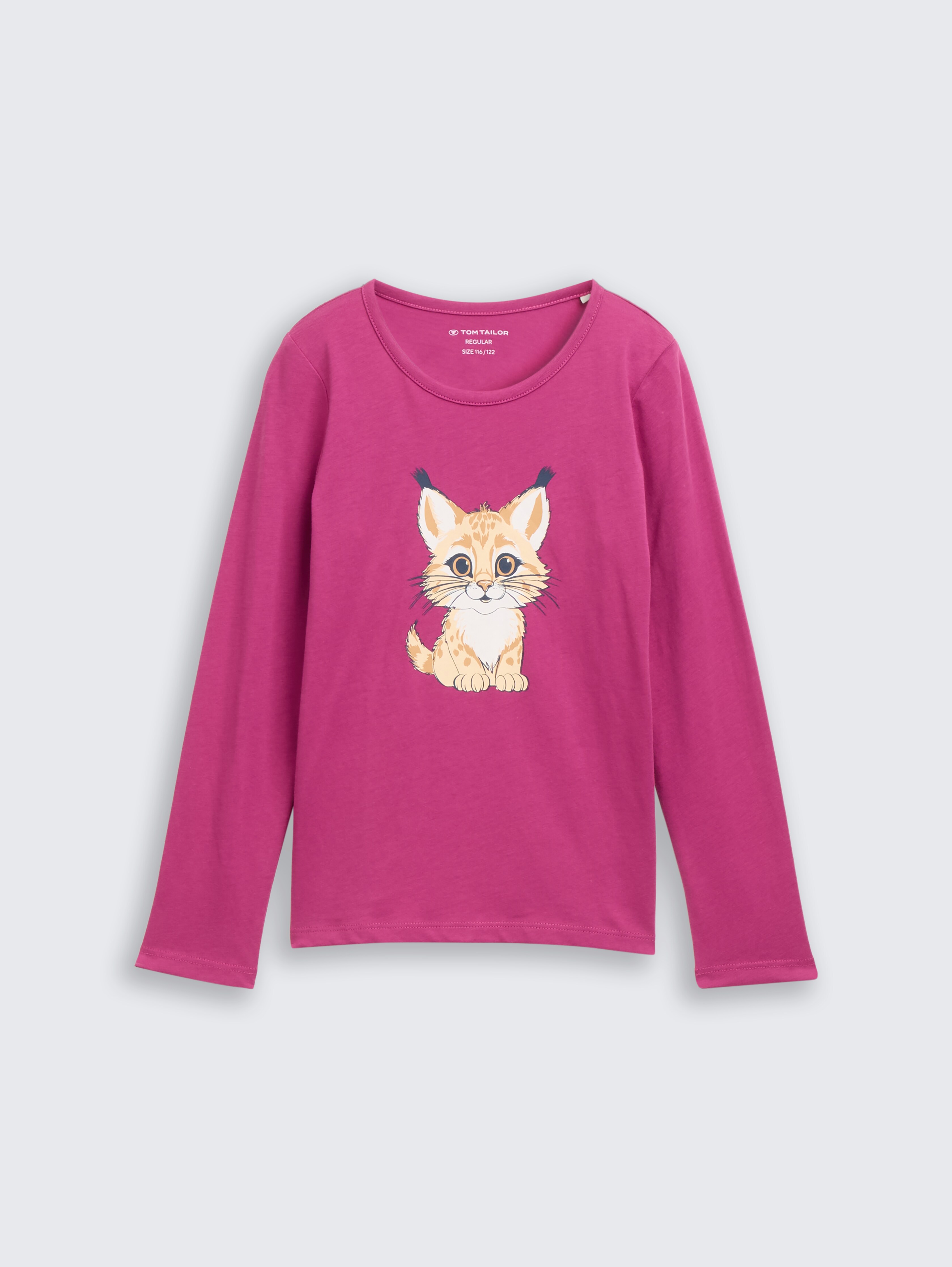 Langarmshirt mit Print von Mini Girls, smooth magenta