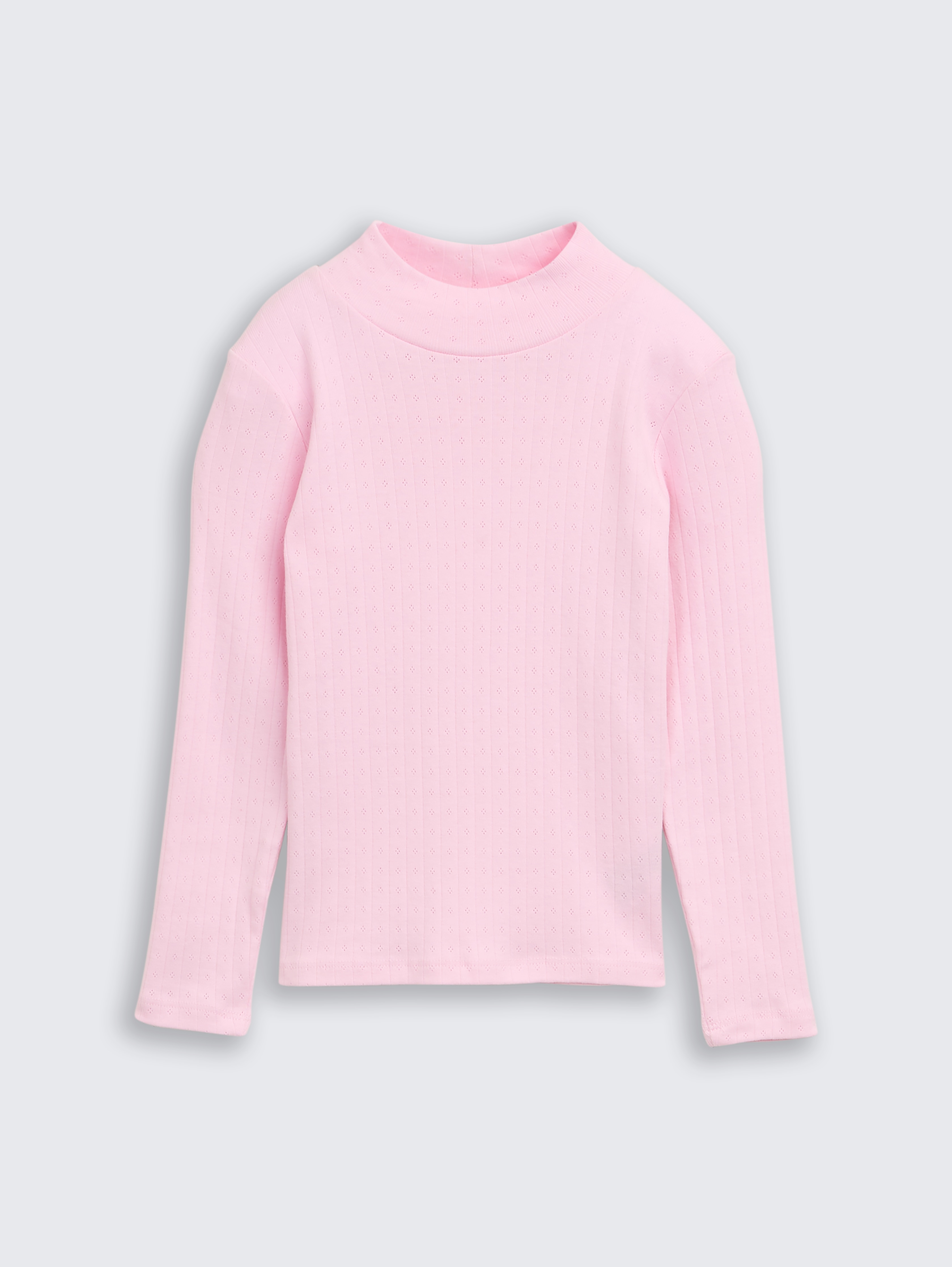 Pointelle Langarmshirt mit Rollkragen von Mini Girls, Peachskin