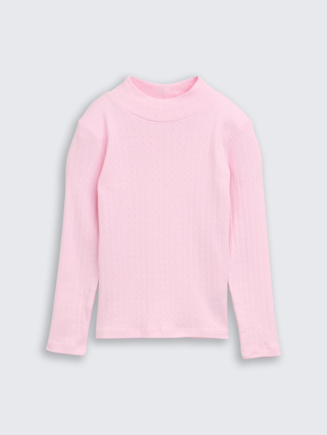 Pointelle Langarmshirt mit Rollkragen - Peachskin - Vorder-Produkt-Ansicht