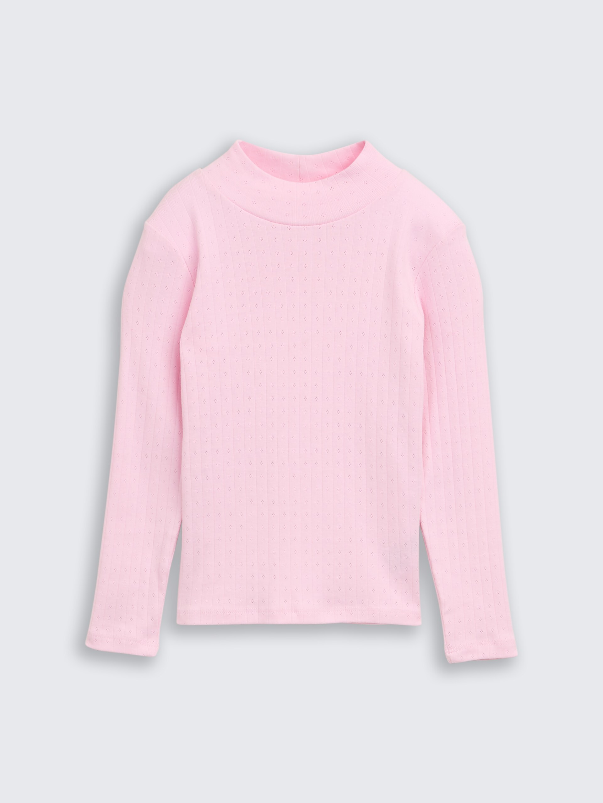 Pointelle Langarmshirt mit Rollkragen - Peachskin - Vorder-Produkt-Ansicht