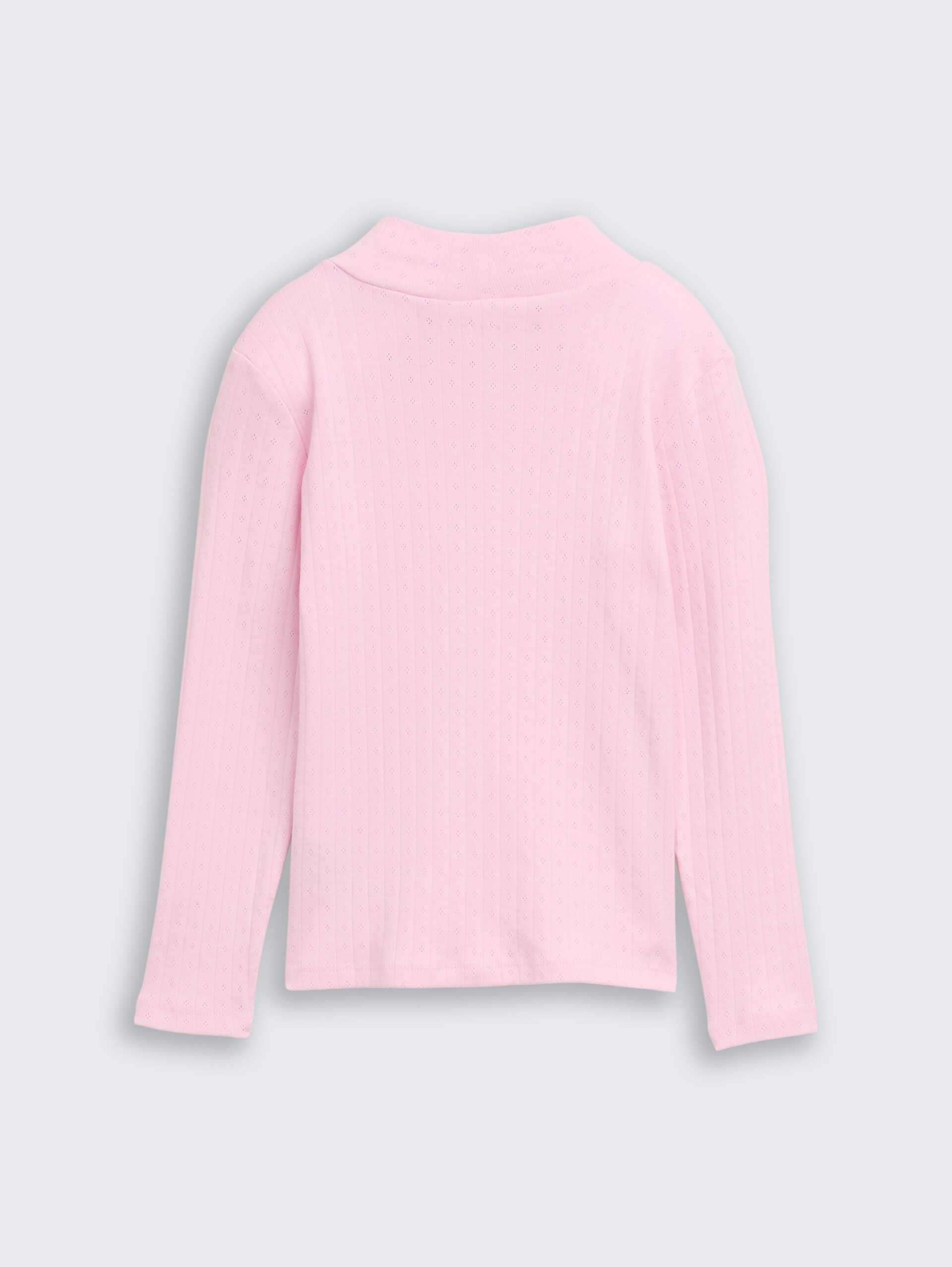 Pointelle Langarmshirt mit Rollkragen - Peachskin