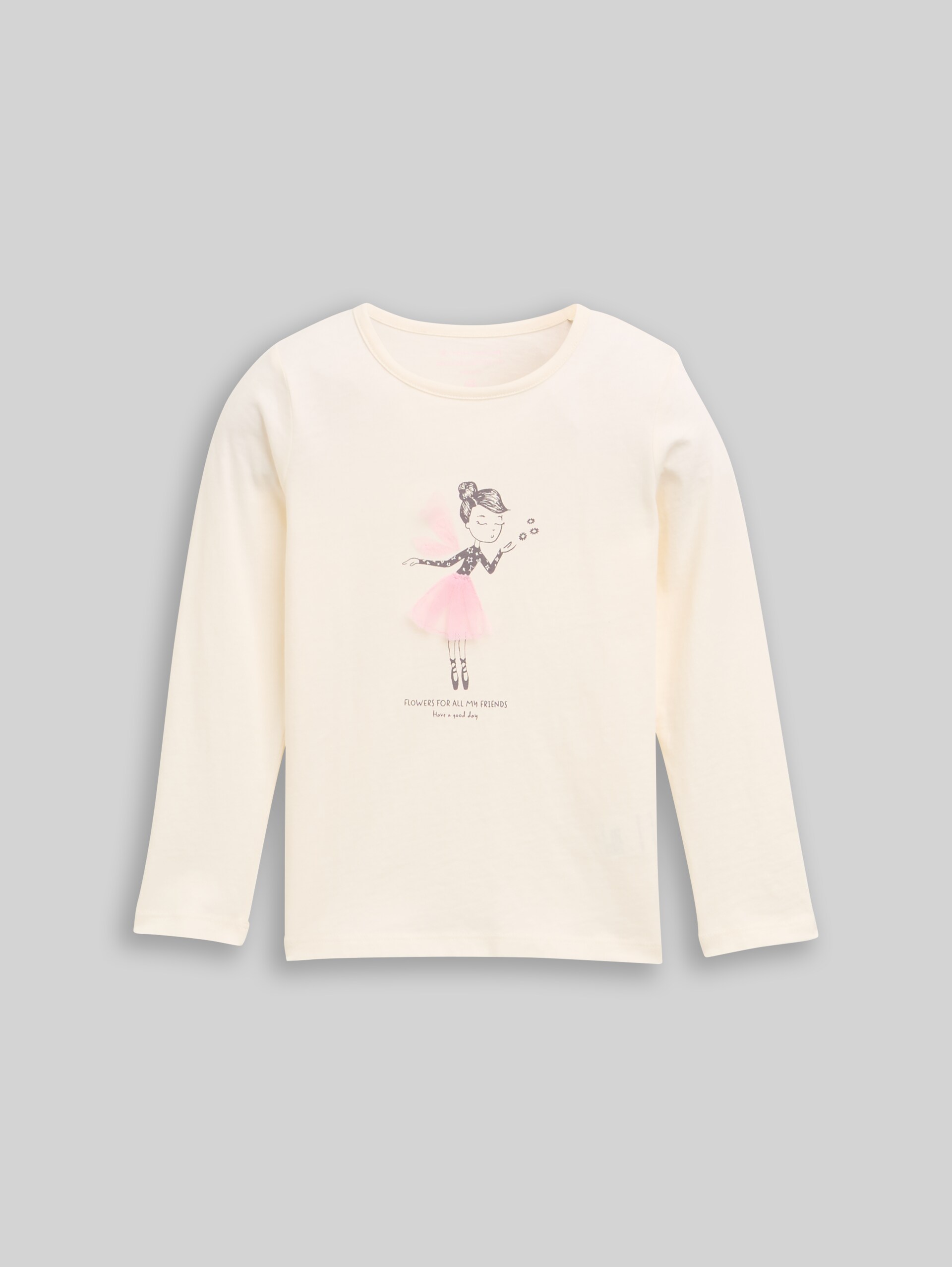 Long-sleeved T-shirt with print - Wool White - Front product view
