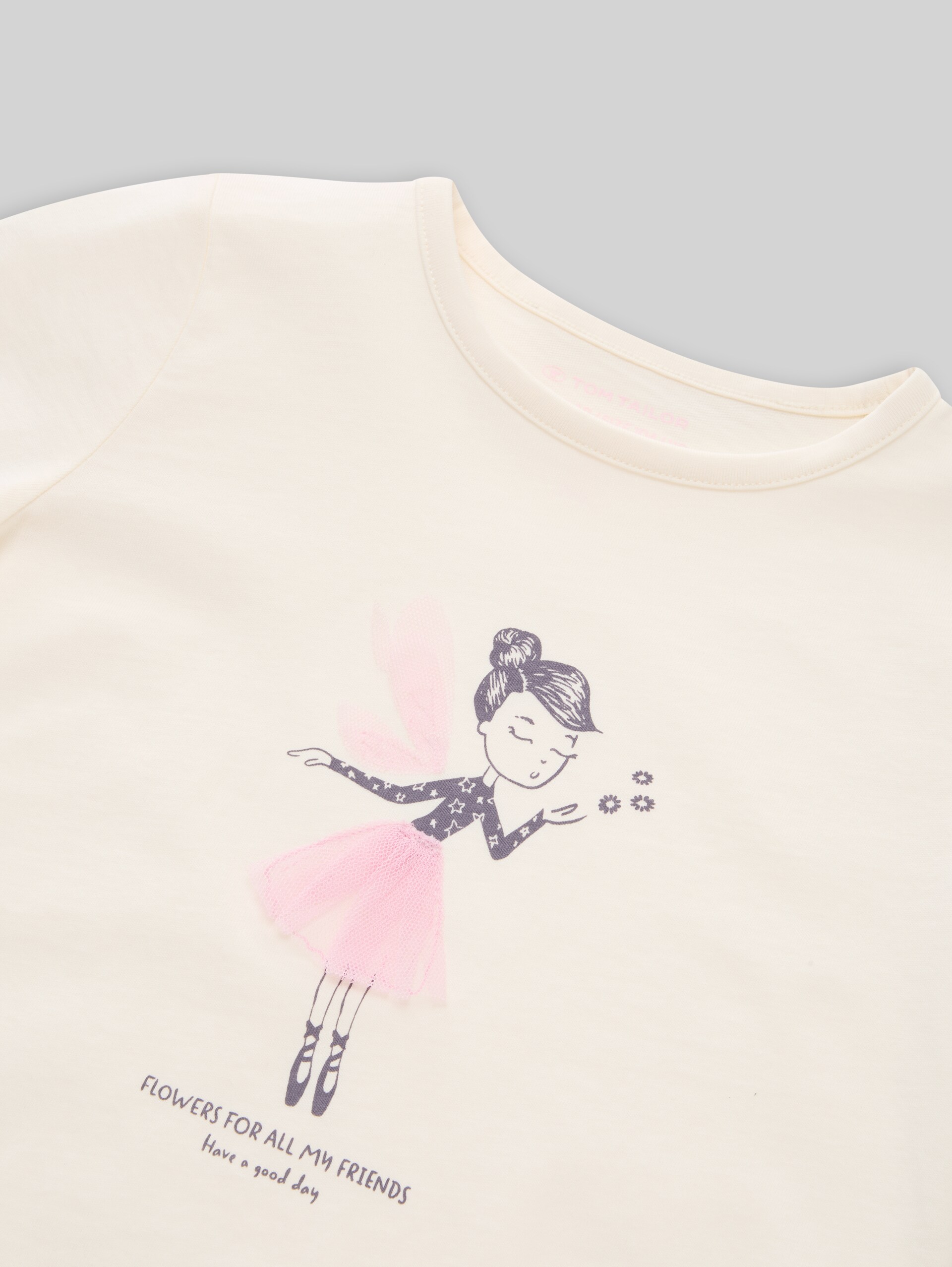 Long-sleeved T-shirt with print - Wool White - Detail model view