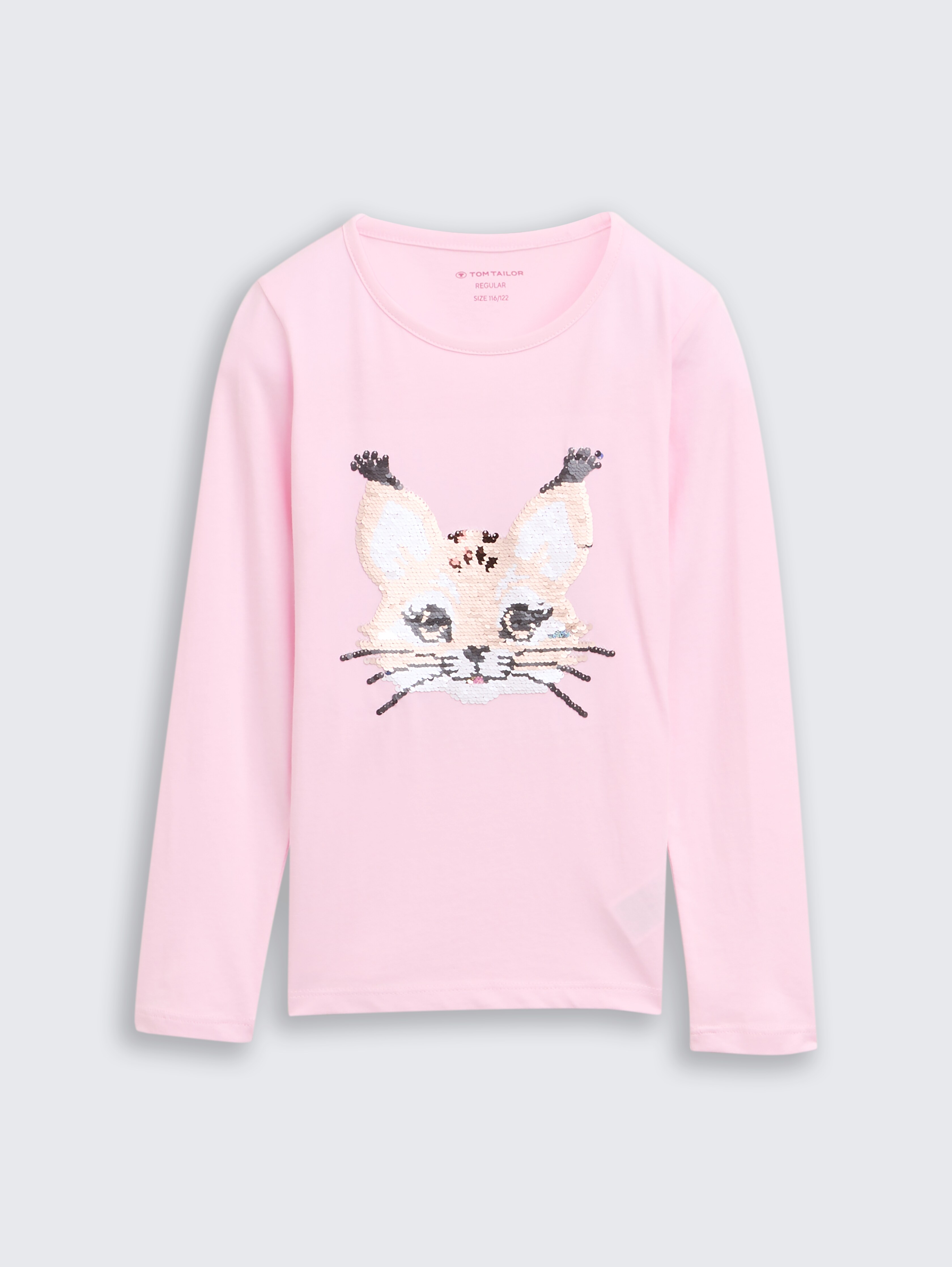 Langarmshirt mit Wendepailletten von Mini Girls, Peachskin