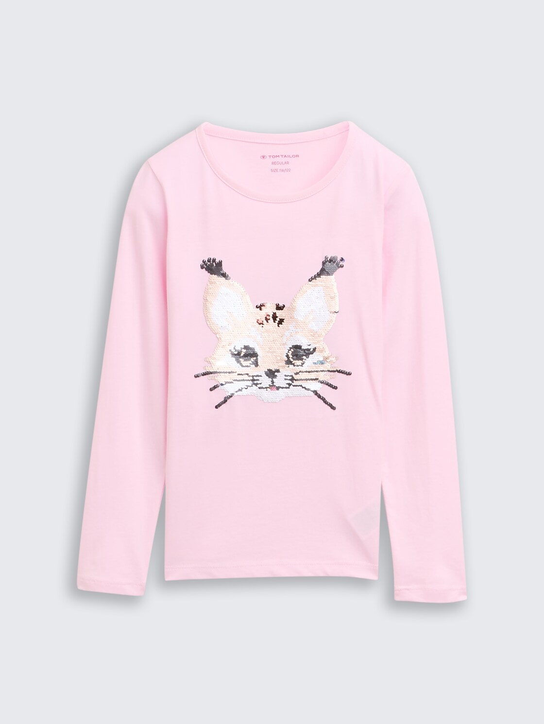 Langarmshirt mit Wendepailletten - Peachskin - Vorder-Produkt-Ansicht