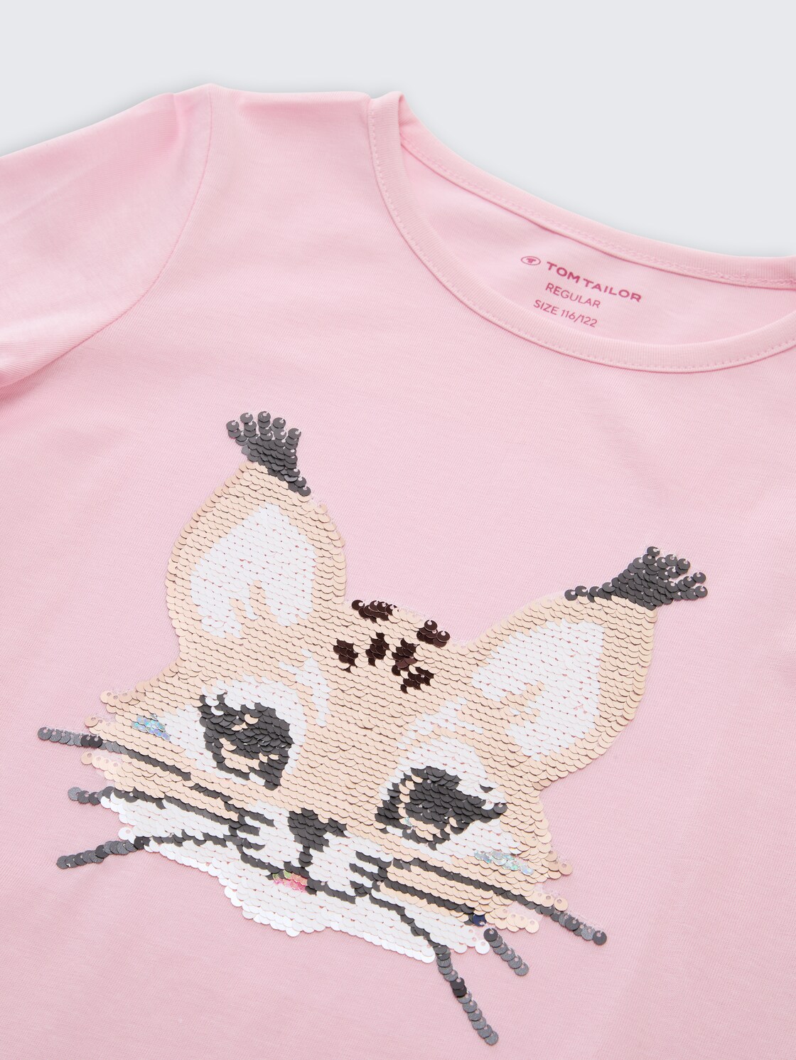 Langarmshirt mit Wendepailletten - Peachskin - Detail-Model-Ansicht