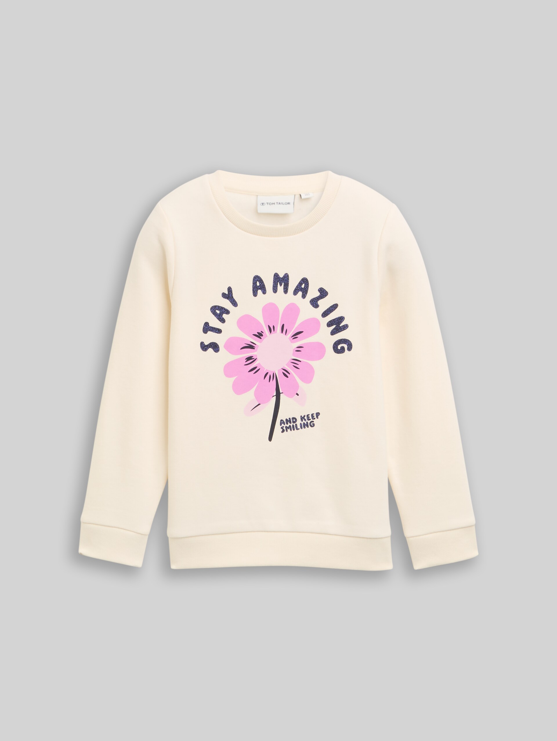 Sweatshirt with glitter print - Dove White - Front product view