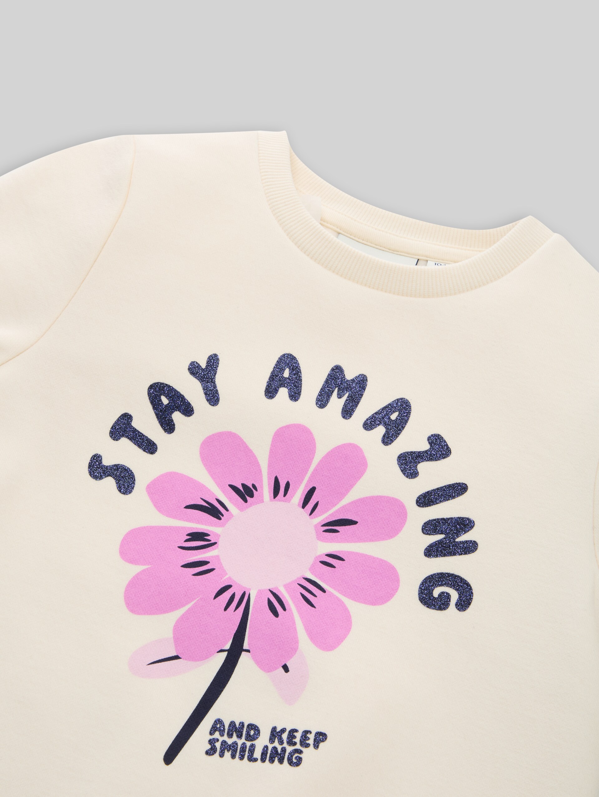Sweatshirt with glitter print - Dove White - Detail model view