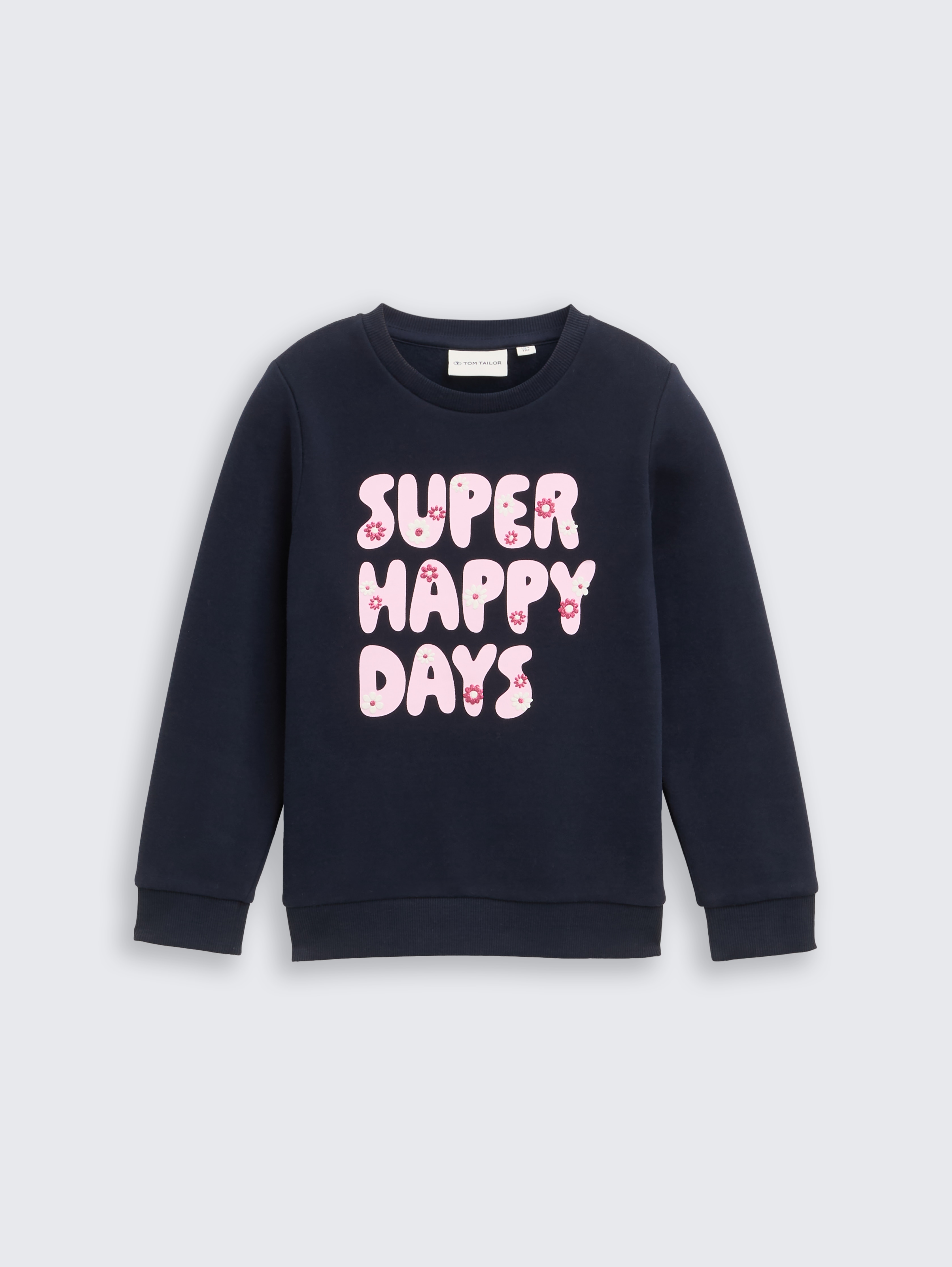 Sweatshirt mit Glitzer-Print von Mini Girls, sky captain blue