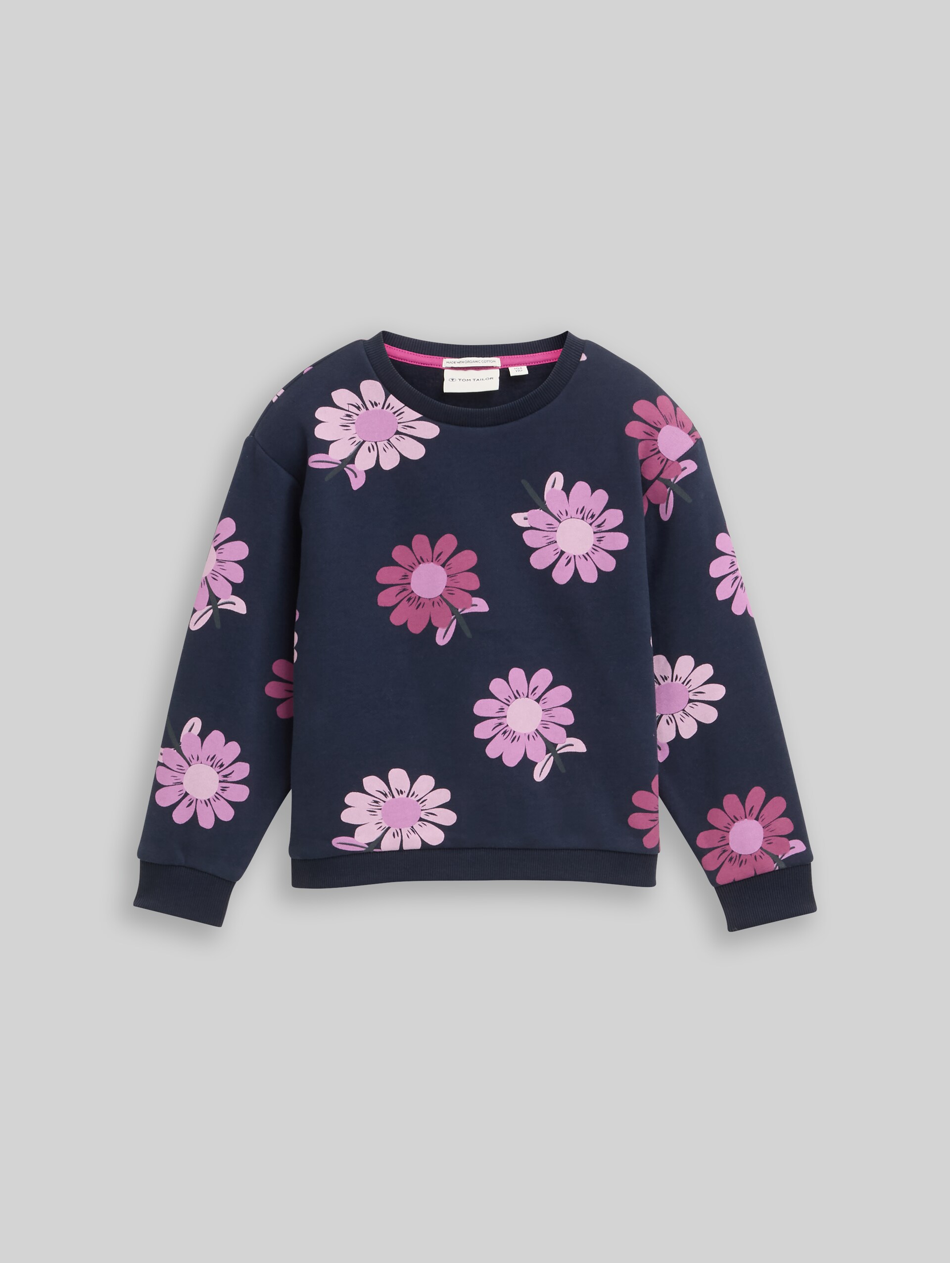 Sweater met all-over print - big navy floral print - Product vooraanzicht