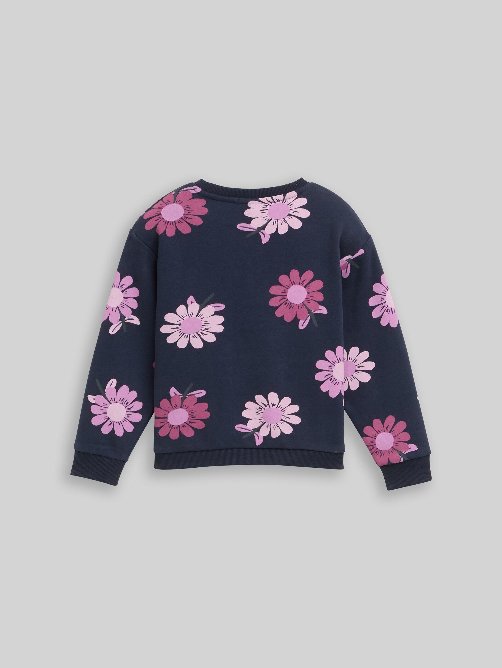 Sweater met all-over print - big navy floral print