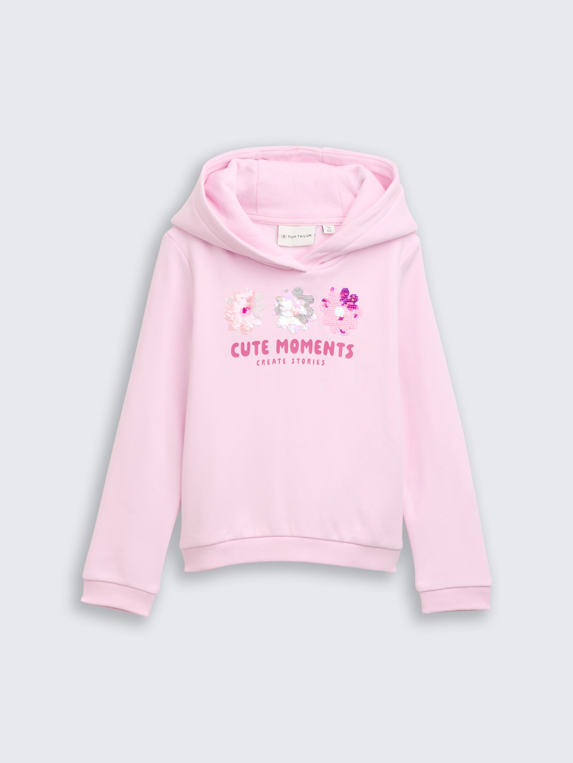 Hoodie Sweatshirt mit Wendepailletten - Peachskin - Vorder-Produkt-Ansicht
