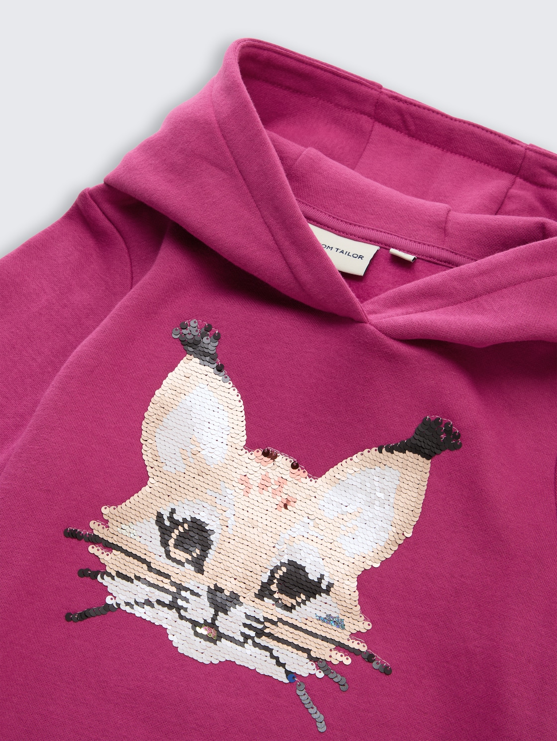 Hoodie Sweatshirt mit Wendepailletten - smooth magenta - Detail-Model-Ansicht